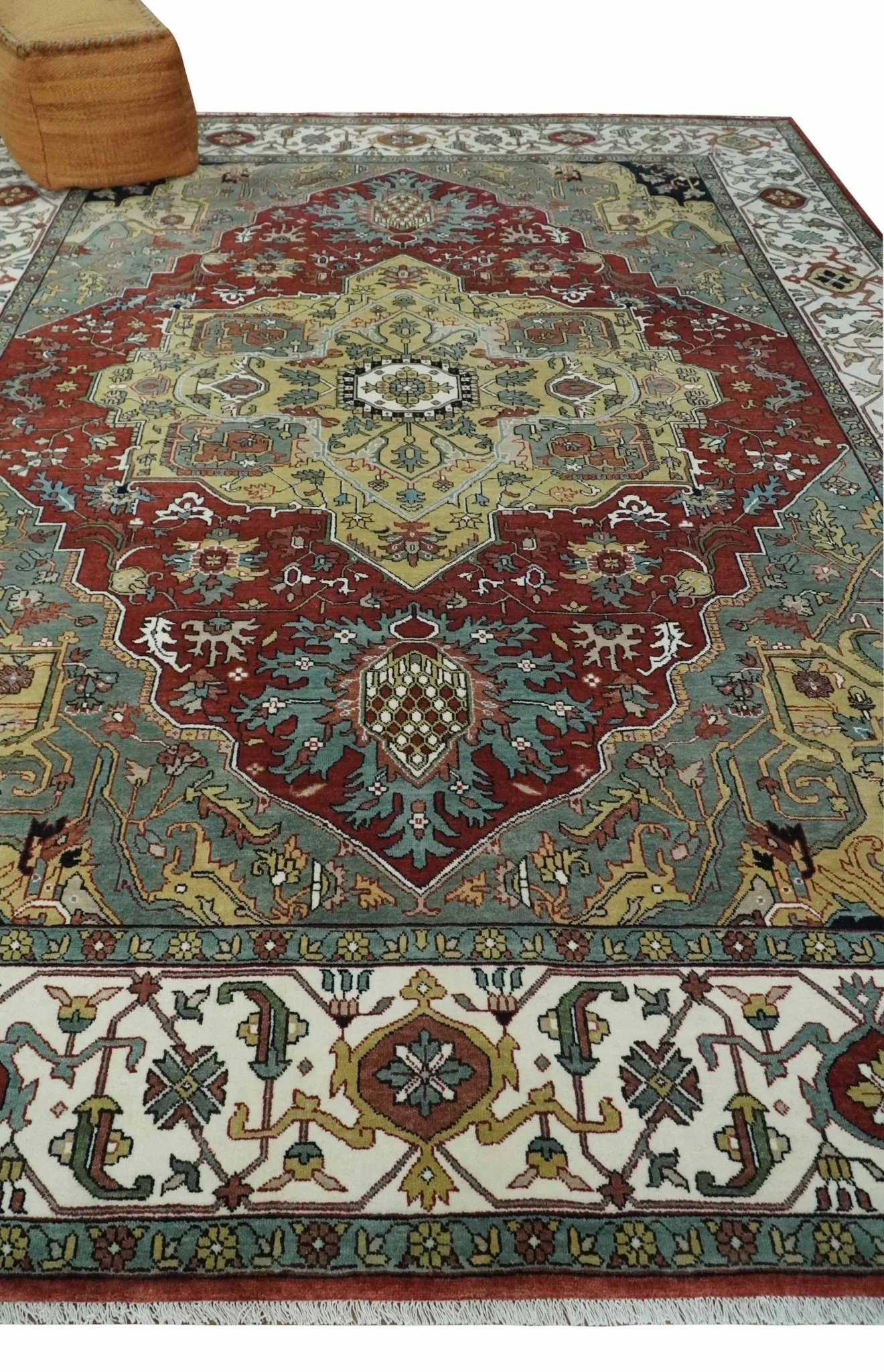 Fine Knots Beige, Brown and Ivory 9x12 Hand knotted Traditional Wool Area Rug - Image 3