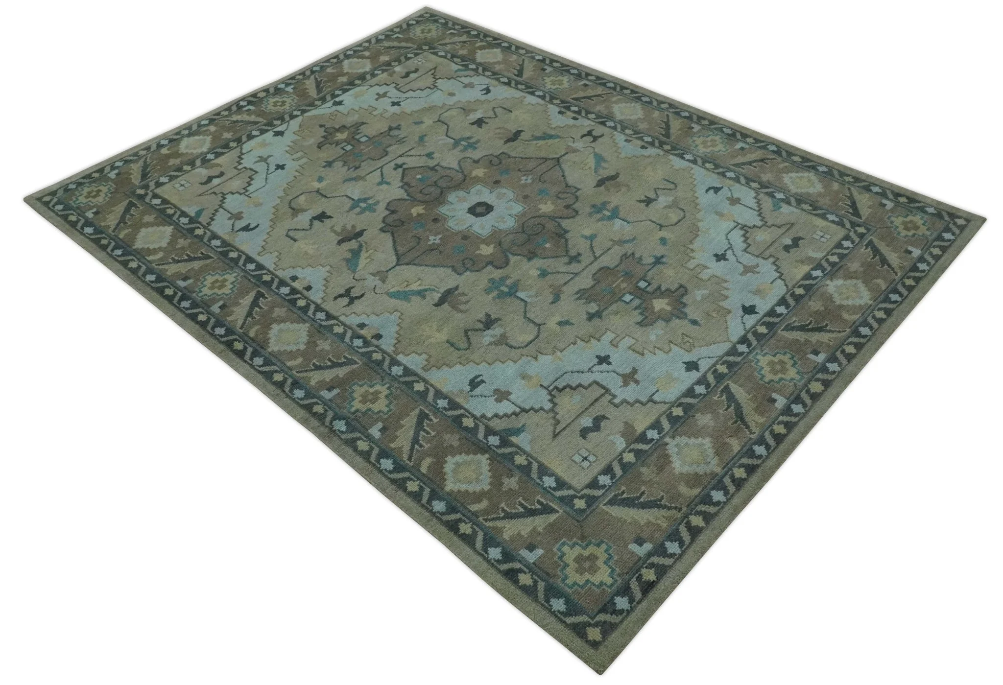 Beige, Brown and Silver Hand Knotted Traditional Multi size wool Area Rug - Image 10