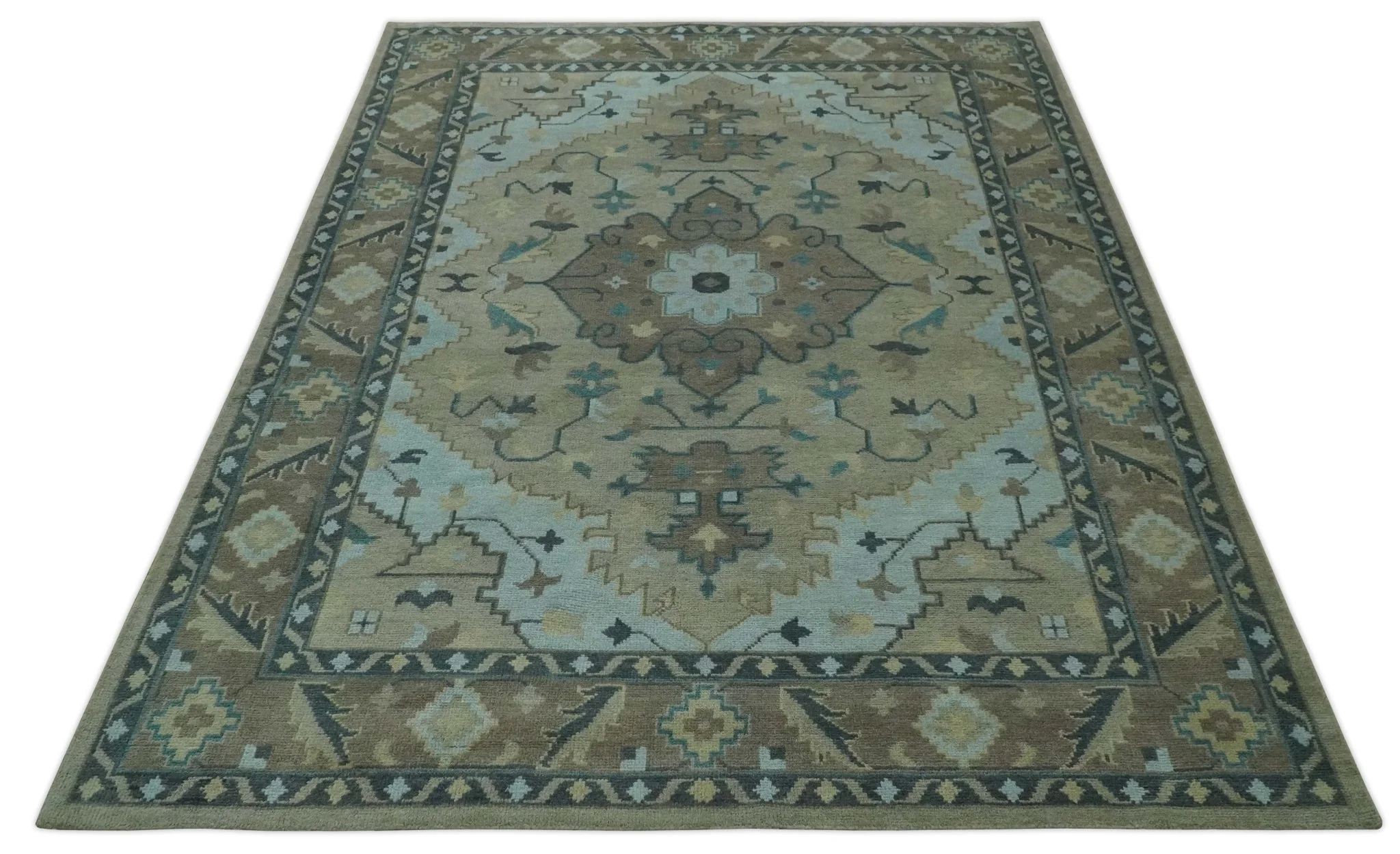Beige, Brown and Silver Hand Knotted Traditional Multi size wool Area Rug - Image 11