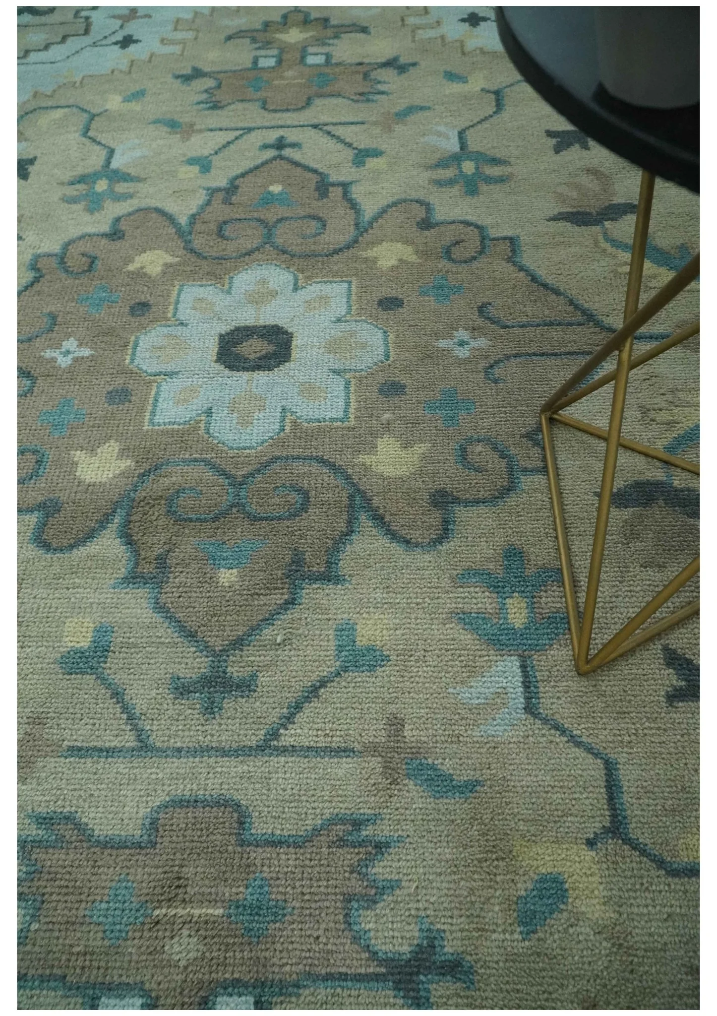 Beige, Brown and Silver Hand Knotted Traditional Multi size wool Area Rug - Image 3