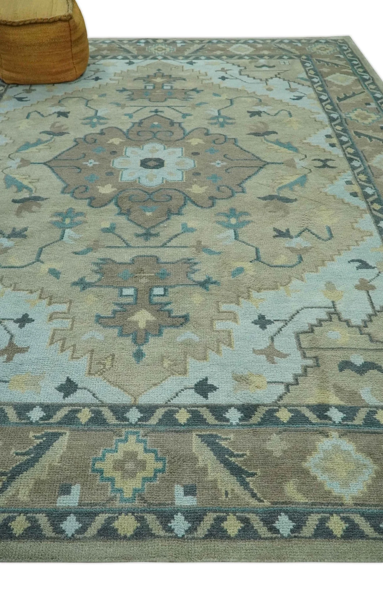 Beige, Brown and Silver Hand Knotted Traditional Multi size wool Area Rug - Image 4