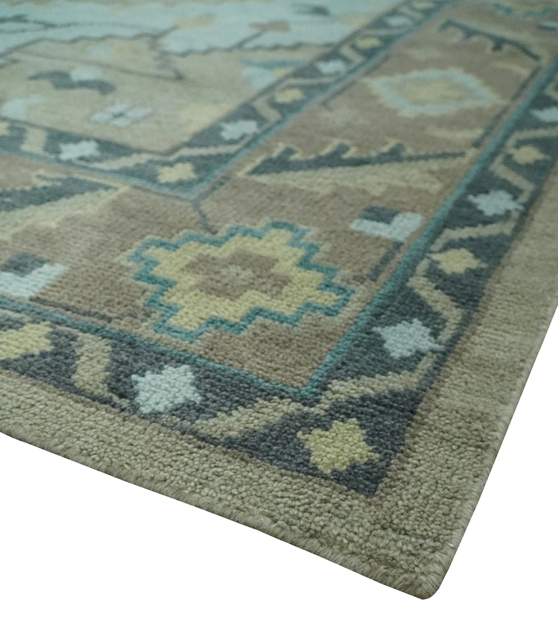 Beige, Brown and Silver Hand Knotted Traditional Multi size wool Area Rug - Image 6