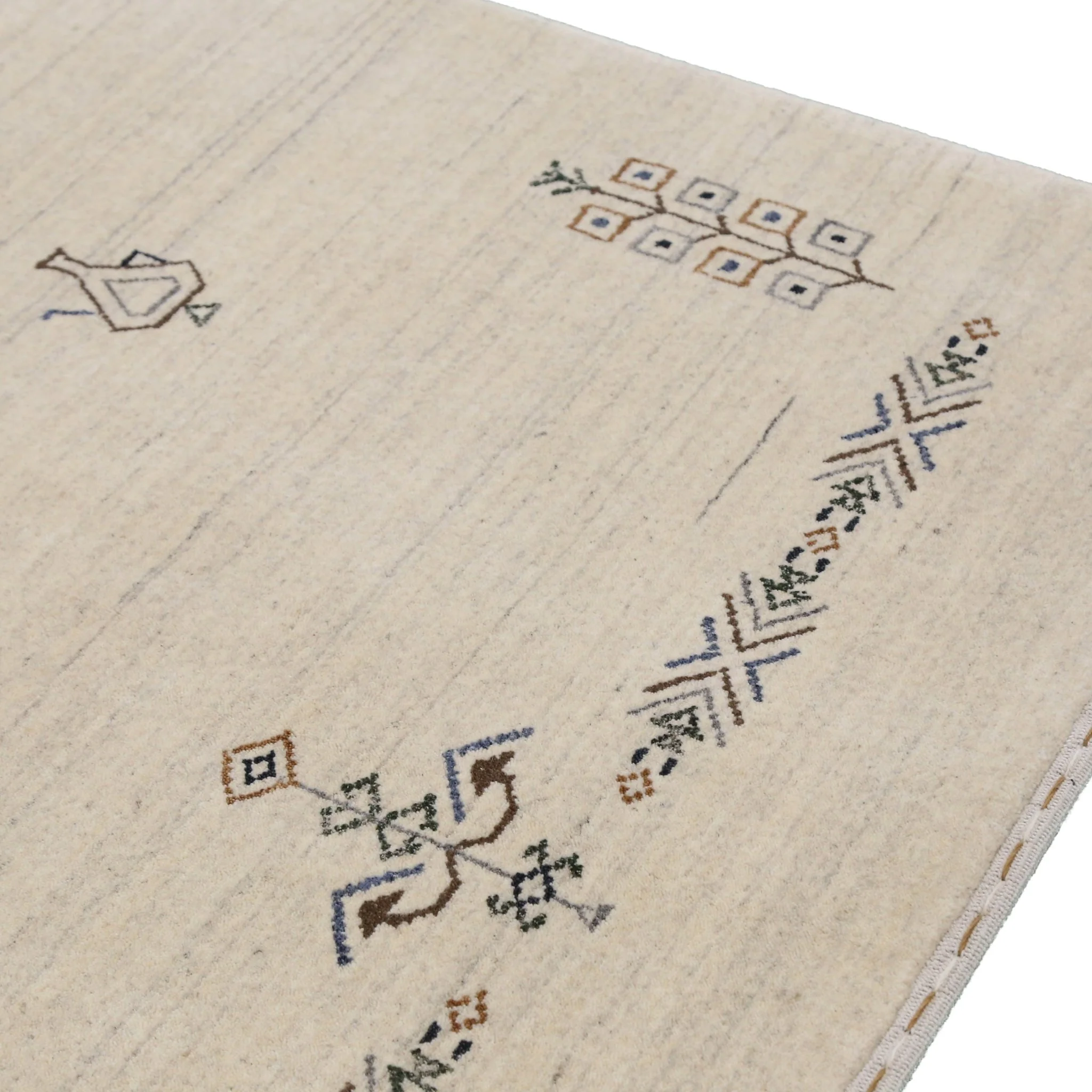Beige Center Medallion Design Hand Loomed Wool Area Rug - Image 11