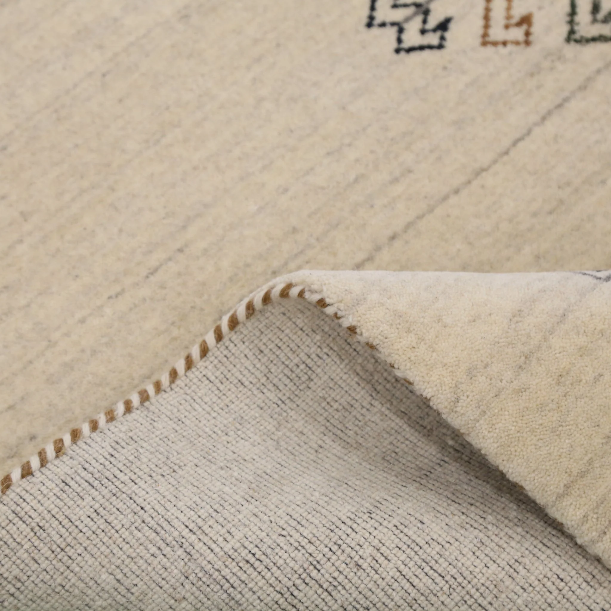 Beige Center Medallion Design Hand Loomed Wool Area Rug - Image 12