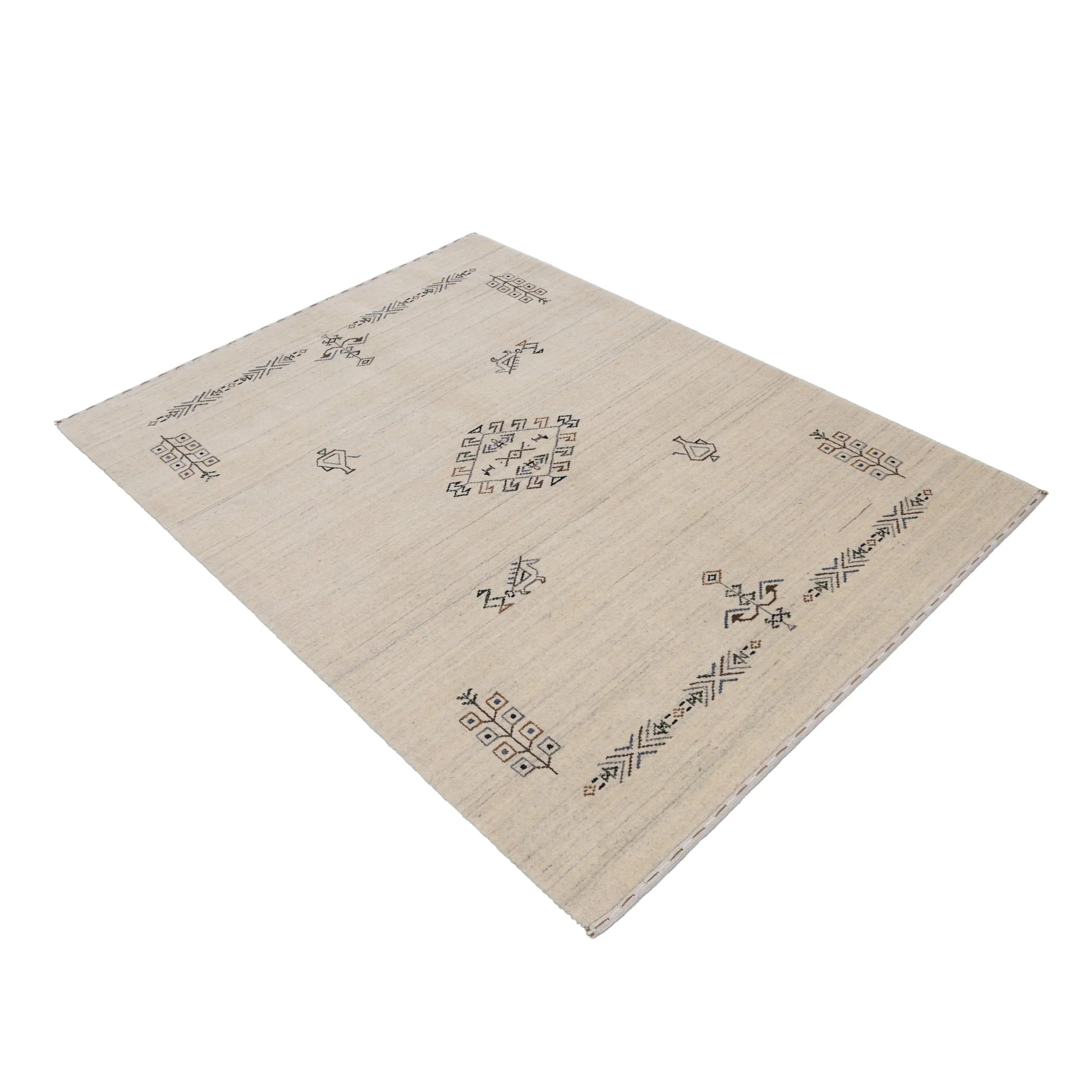 Beige Center Medallion Design Hand Loomed Wool Area Rug - Image 13