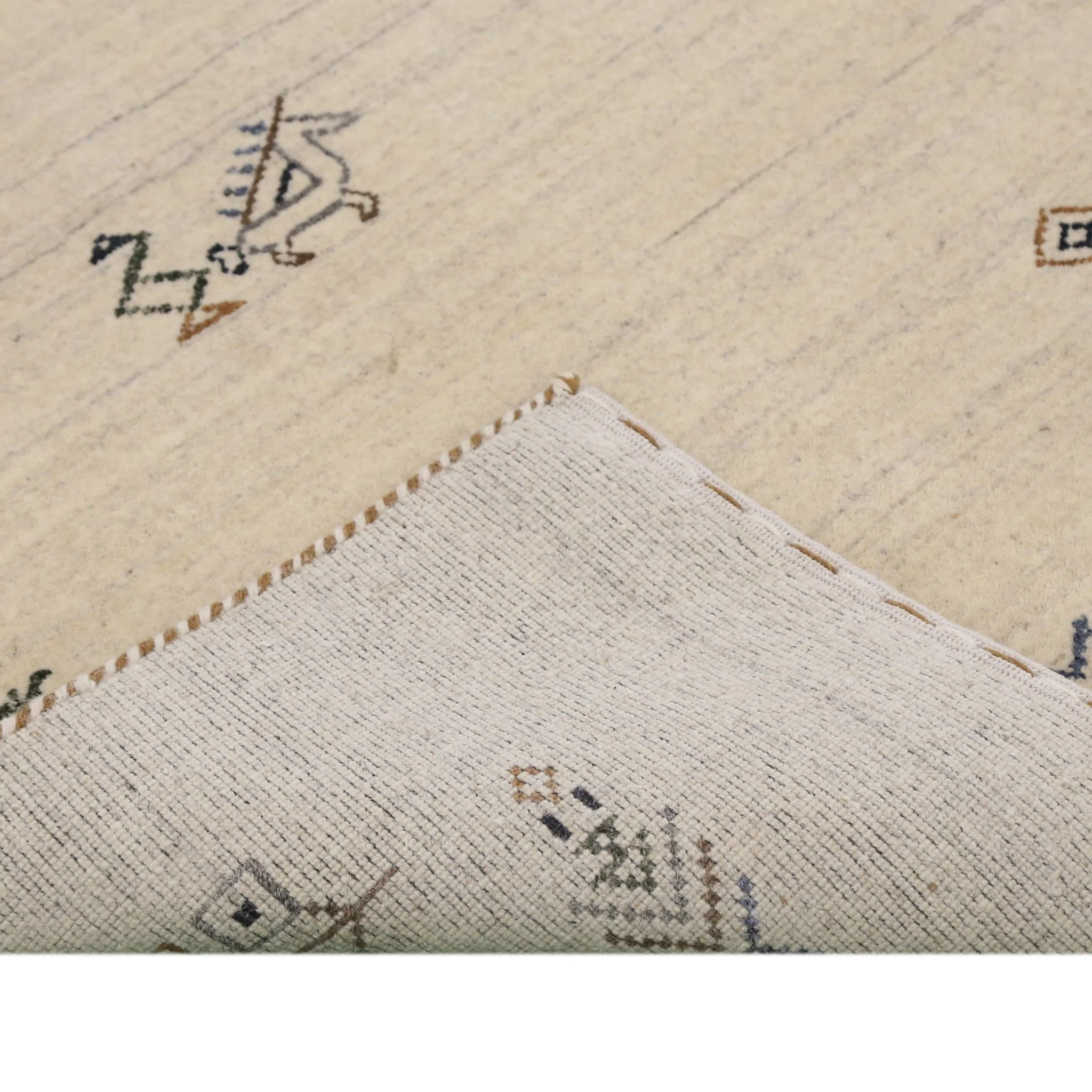 Beige Center Medallion Design Hand Loomed Wool Area Rug - Image 4