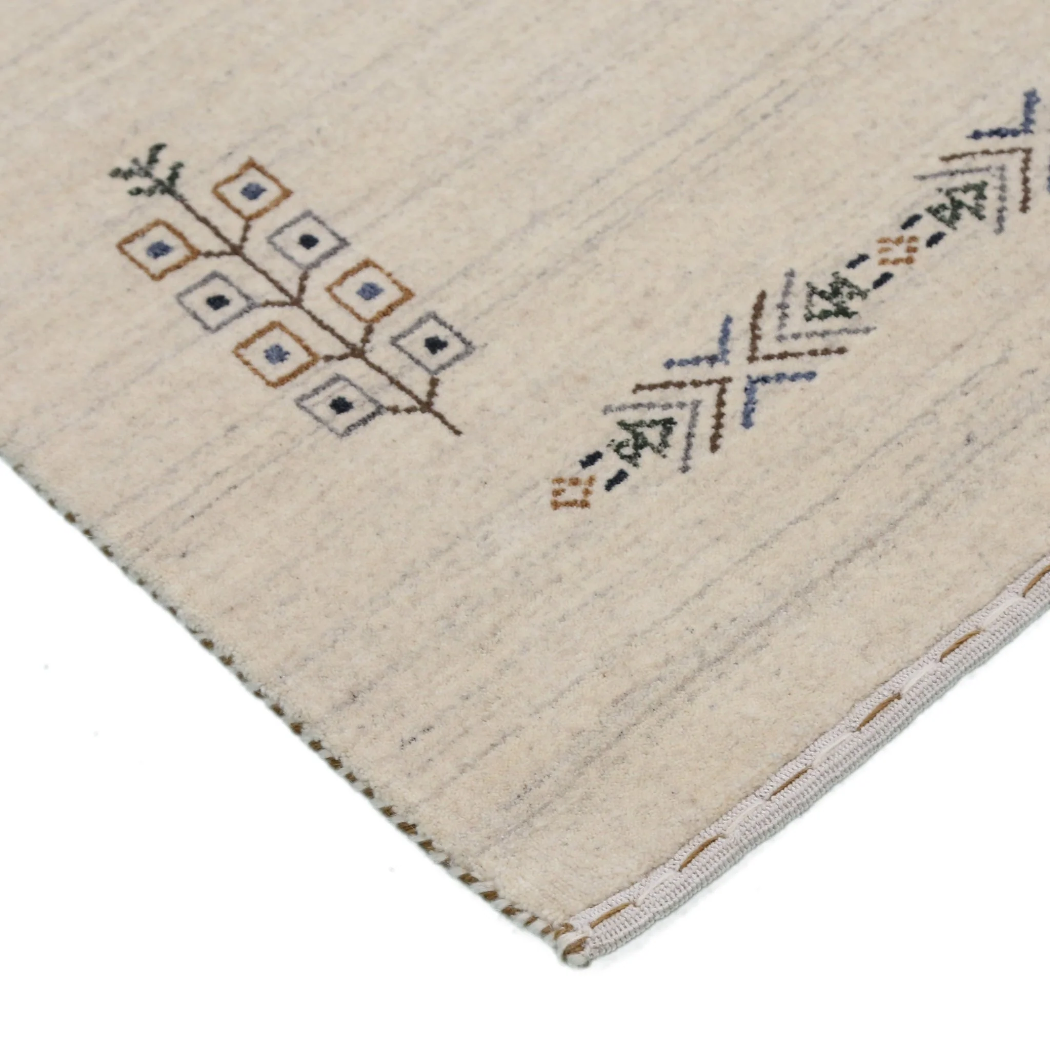 Beige Center Medallion Design Hand Loomed Wool Area Rug - Image 5