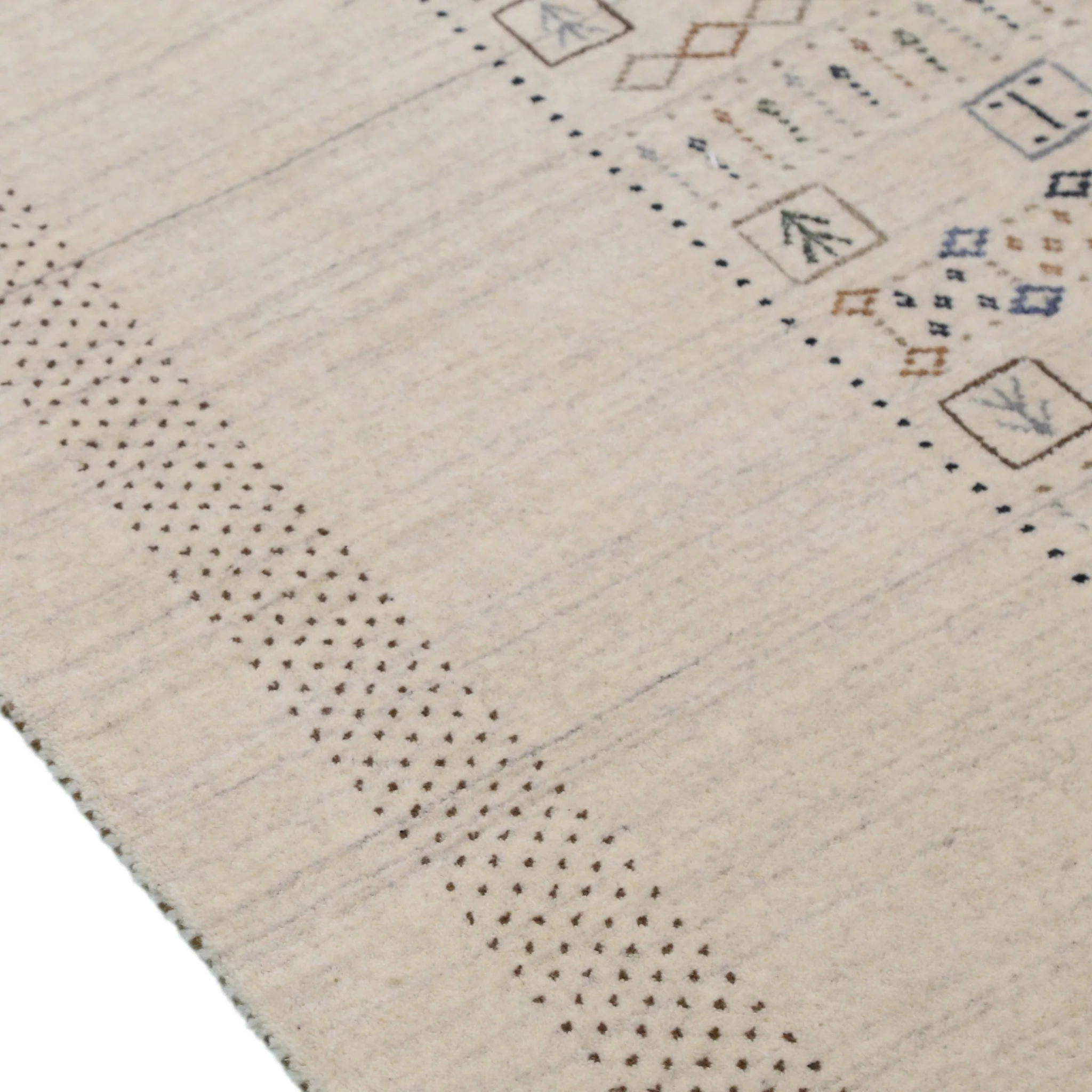 Beige Center Pattern Design Hand Loomed Wool Area Rug - Image 7