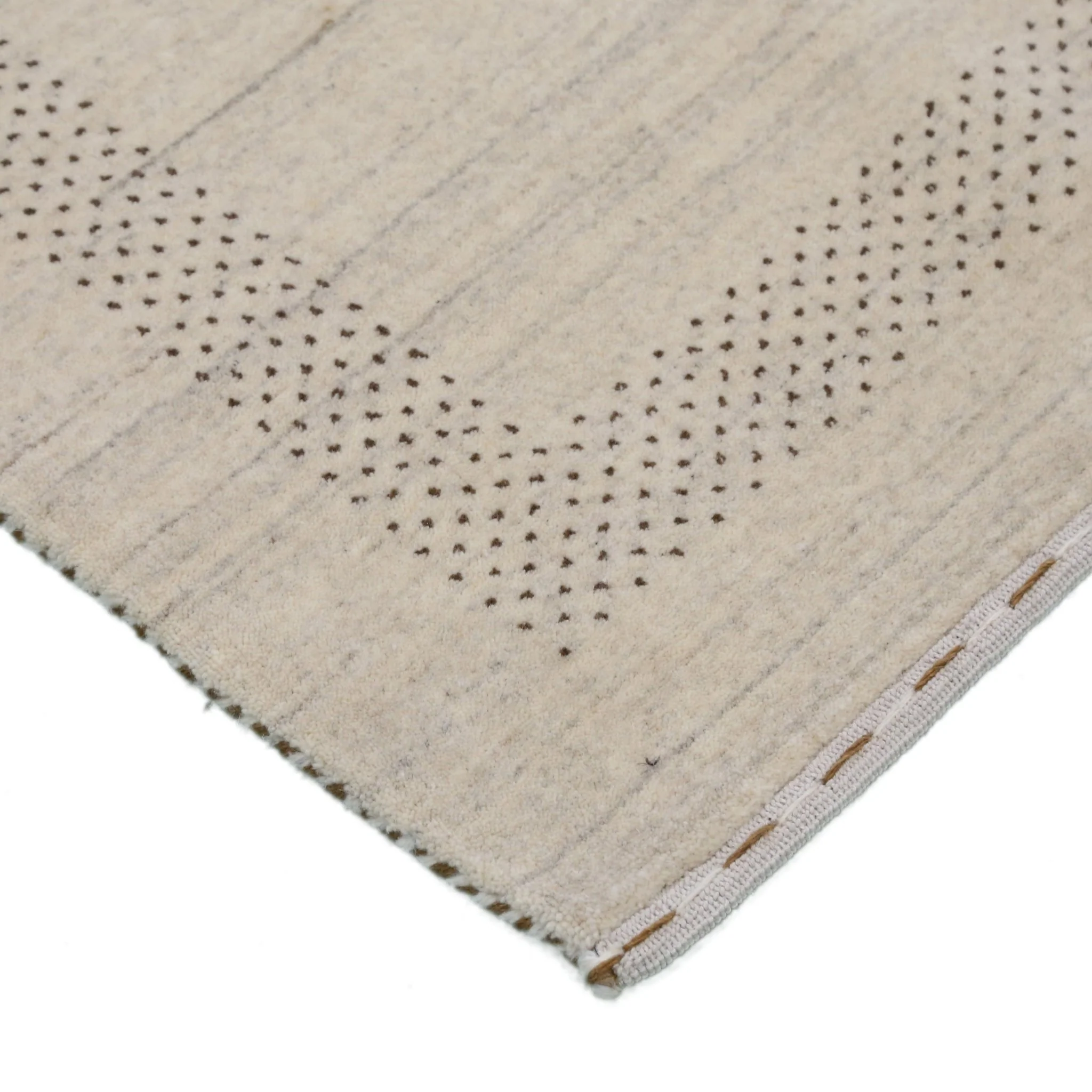 Beige Center Pattern Design Hand Loomed Wool Area Rug - Image 9