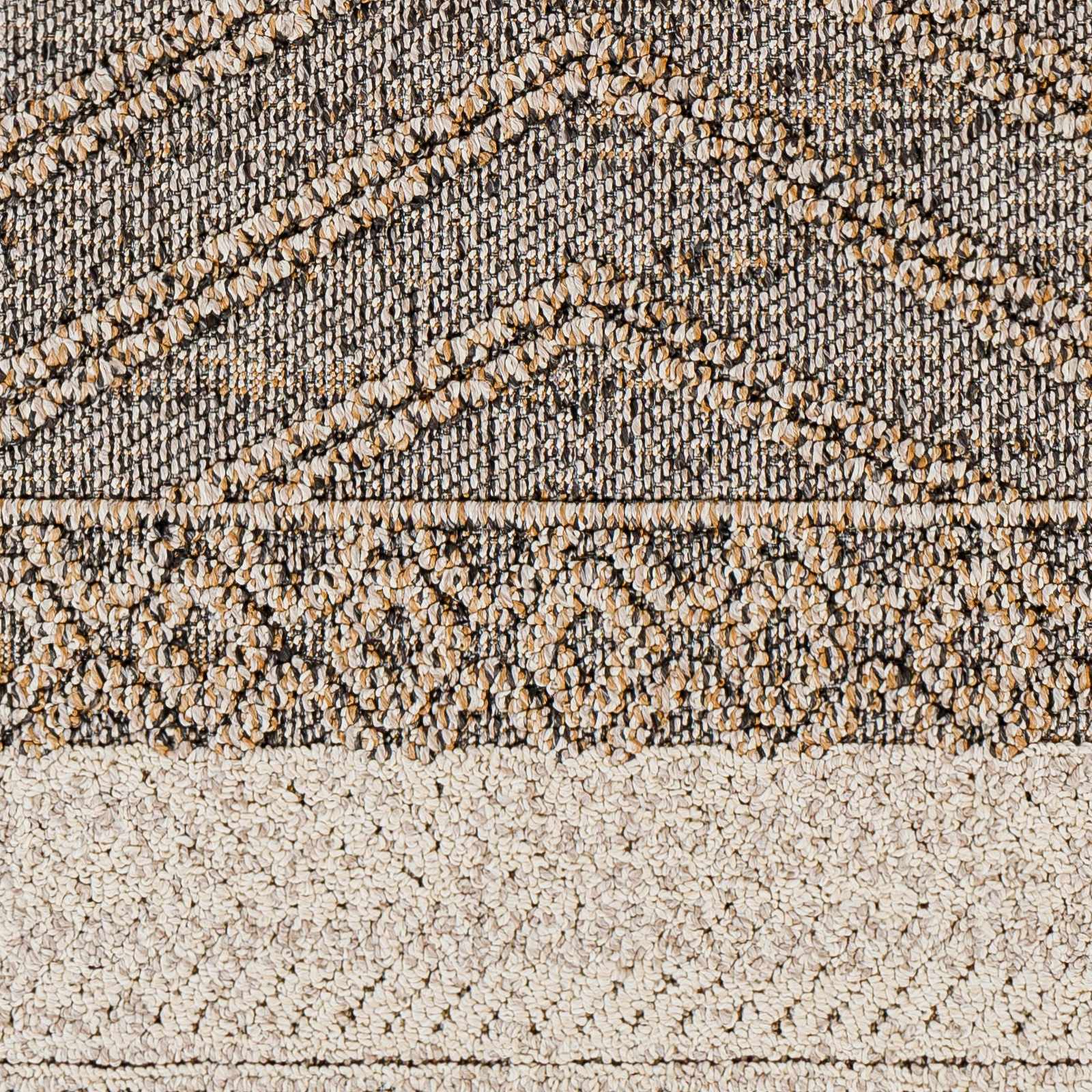 Beige, Charcoal and Gold Geometrical Design Outdoor Machine Woven Area Rug - Image 10