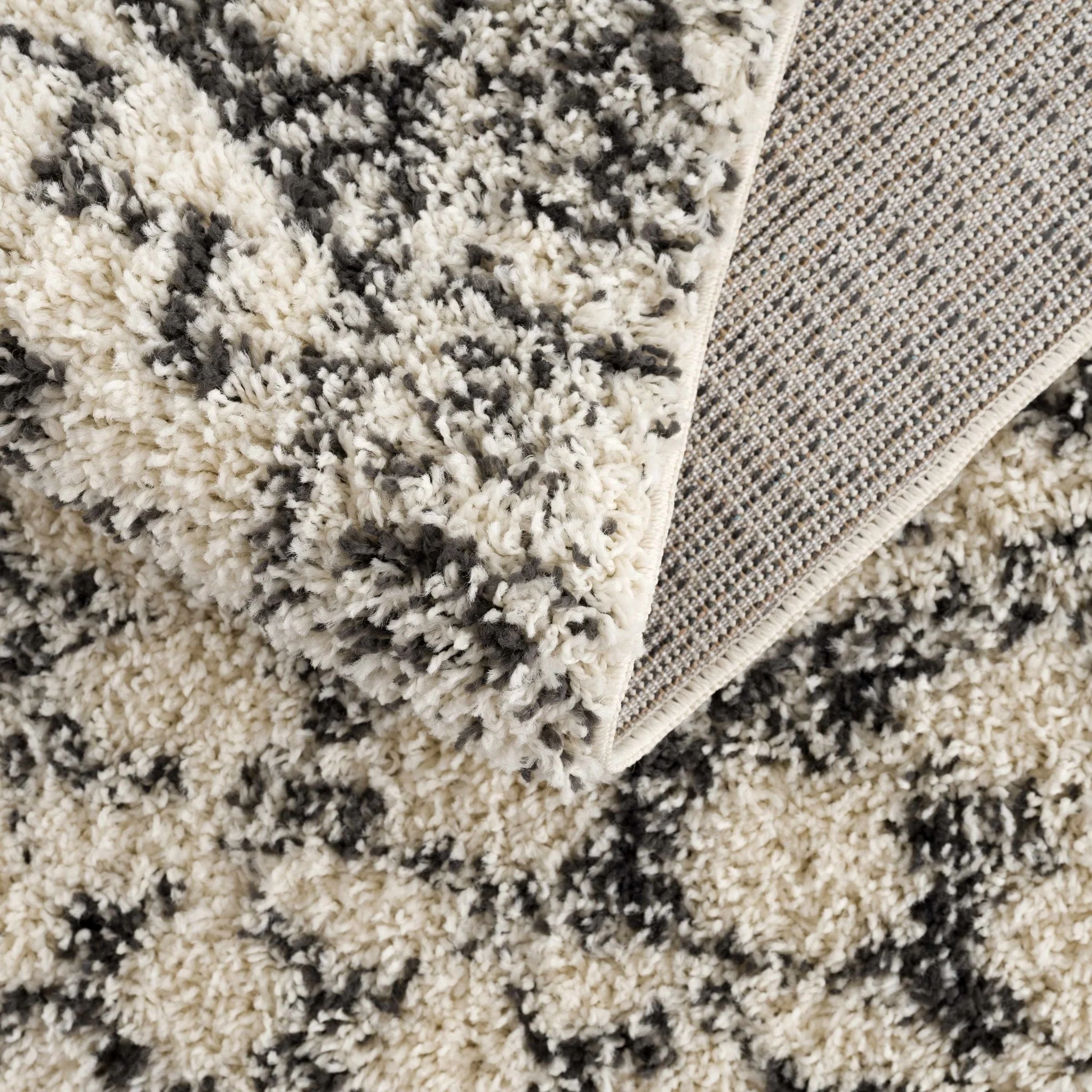 Beige and Charcoal Geometrical Design Moroccan Style Area Rug - Image 10