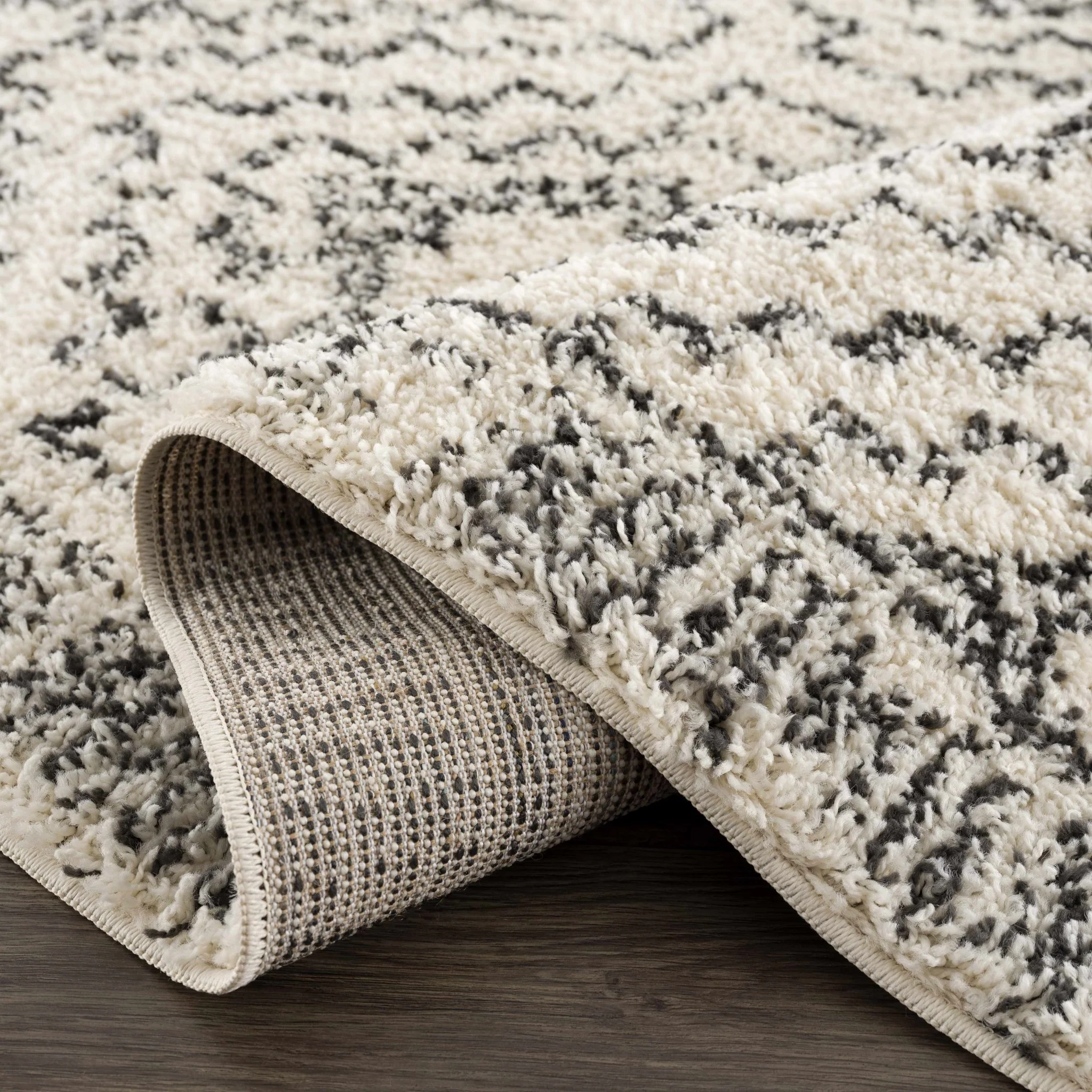 Beige and Charcoal Geometrical Design Moroccan Style Area Rug - Image 12