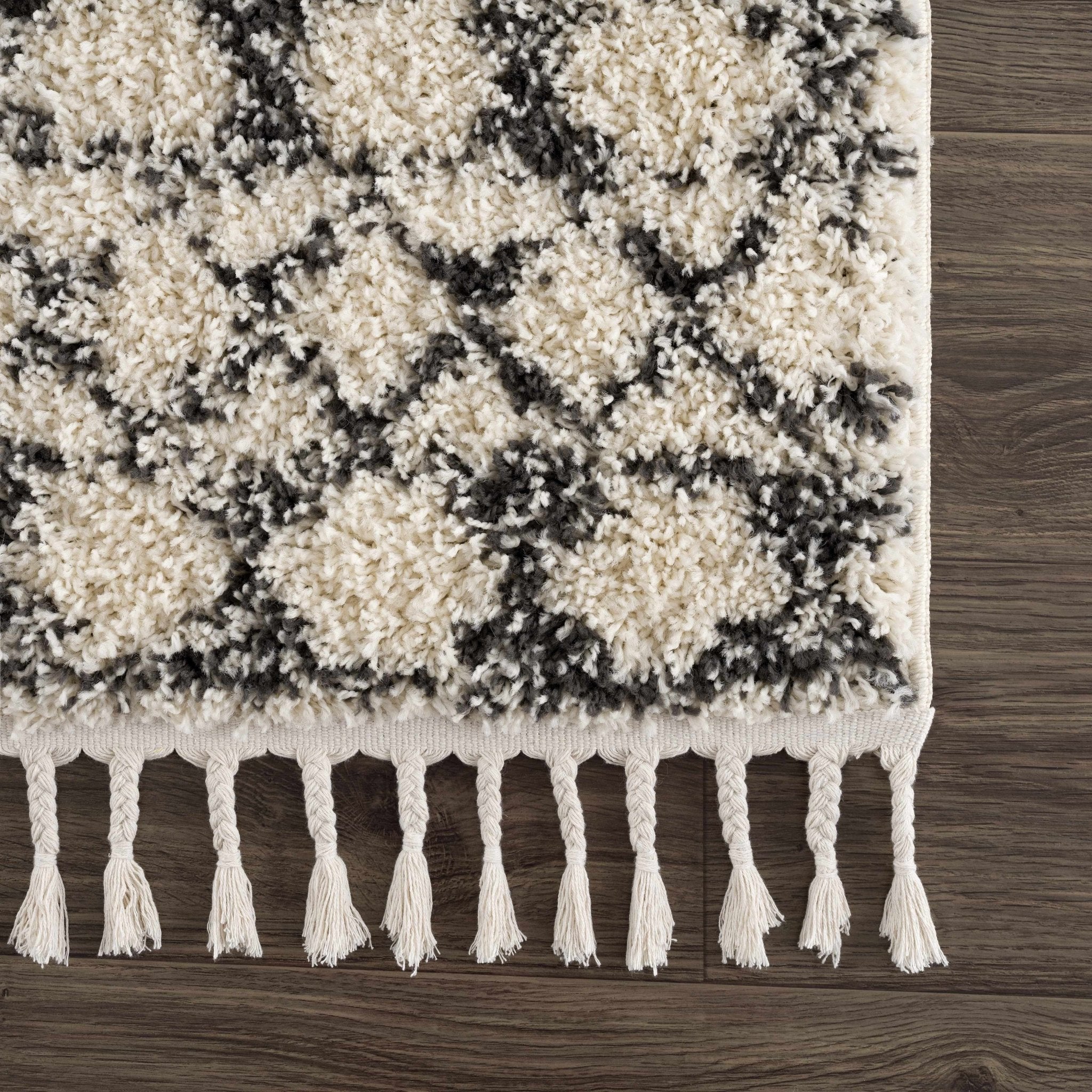 Beige and Charcoal Geometrical Design Moroccan Style Area Rug - Image 13