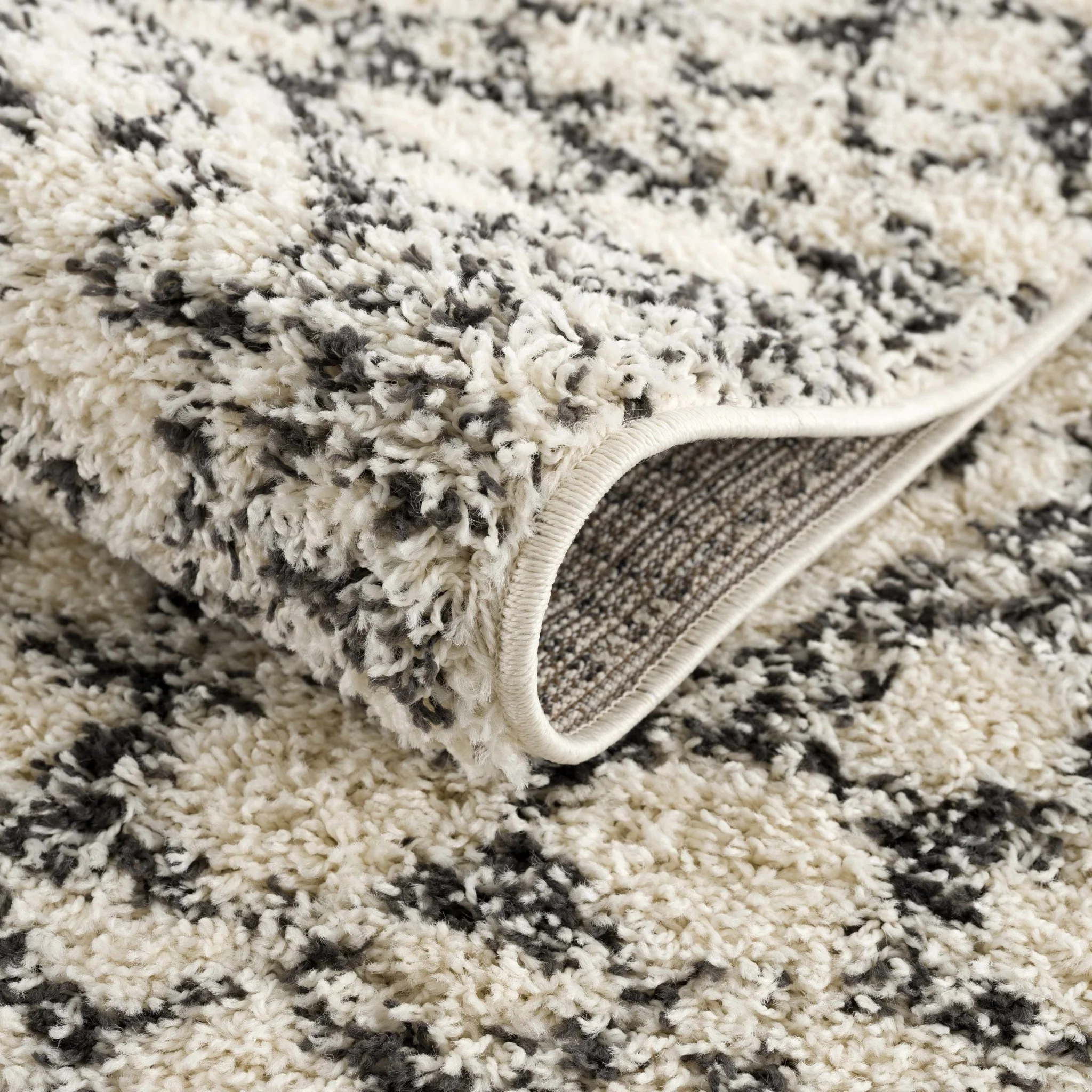 Beige and Charcoal Geometrical Design Moroccan Style Area Rug - Image 5