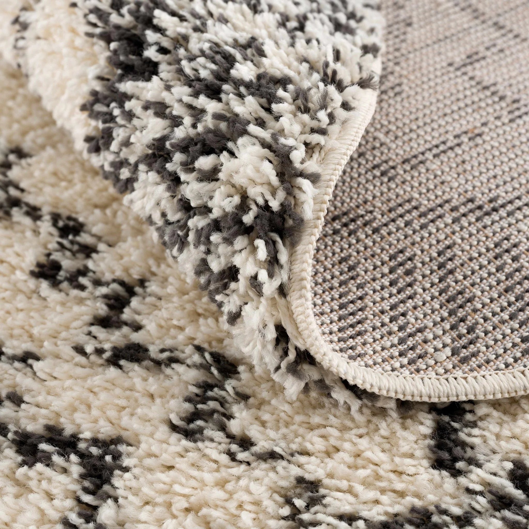 Beige and Charcoal Geometrical Design Moroccan Style Area Rug - Image 6