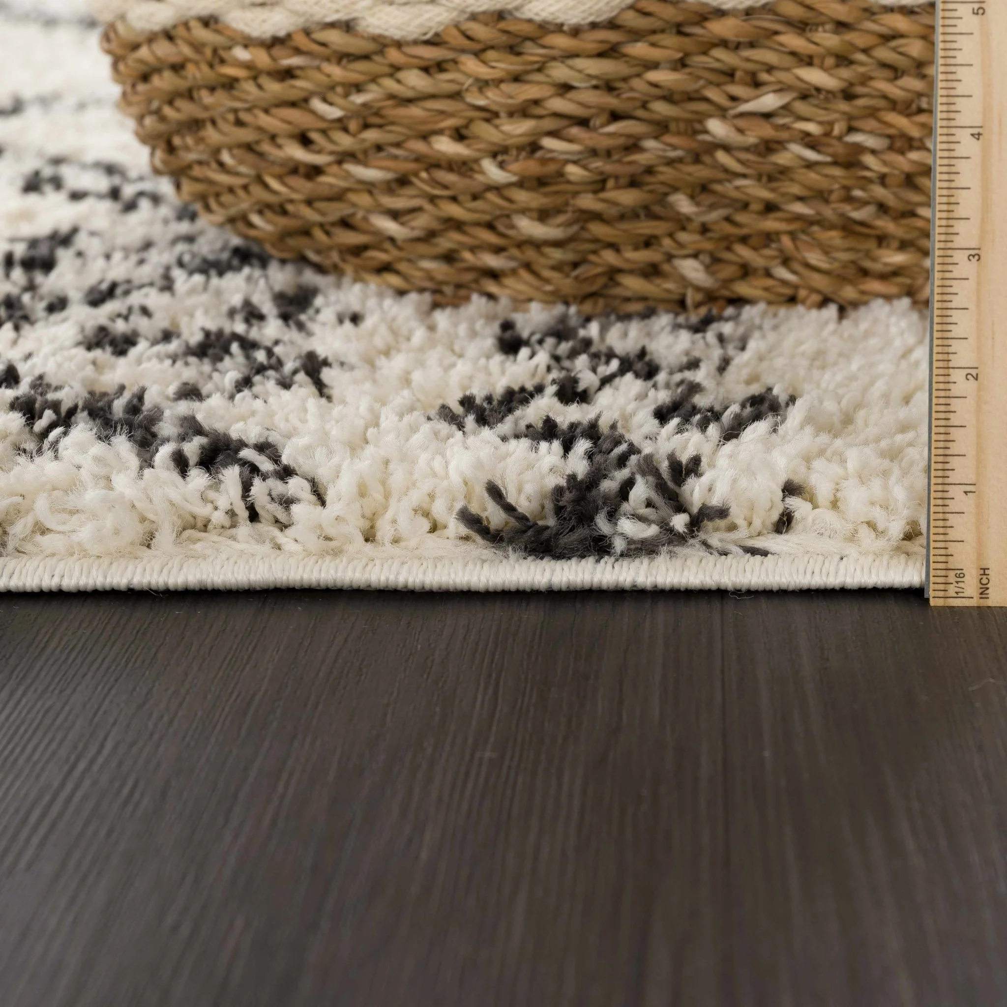 Traditional Design Beige and Charcoal Machine Woven Moroccan Tribal Trellis Rug - Image 9