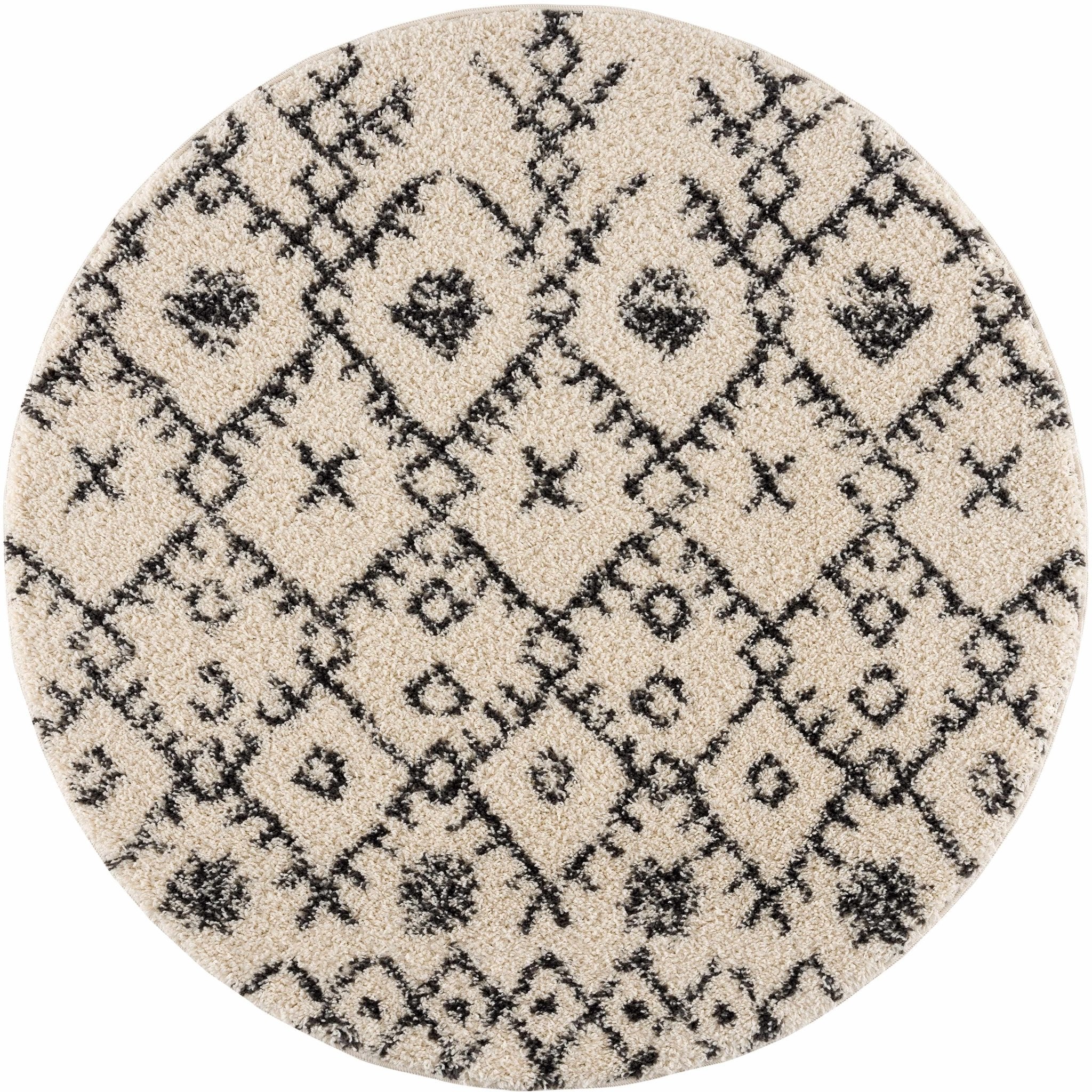 Beige and Charcoal Geometrical Design Moroccan Style Tribal Trellis Rug - Image 16