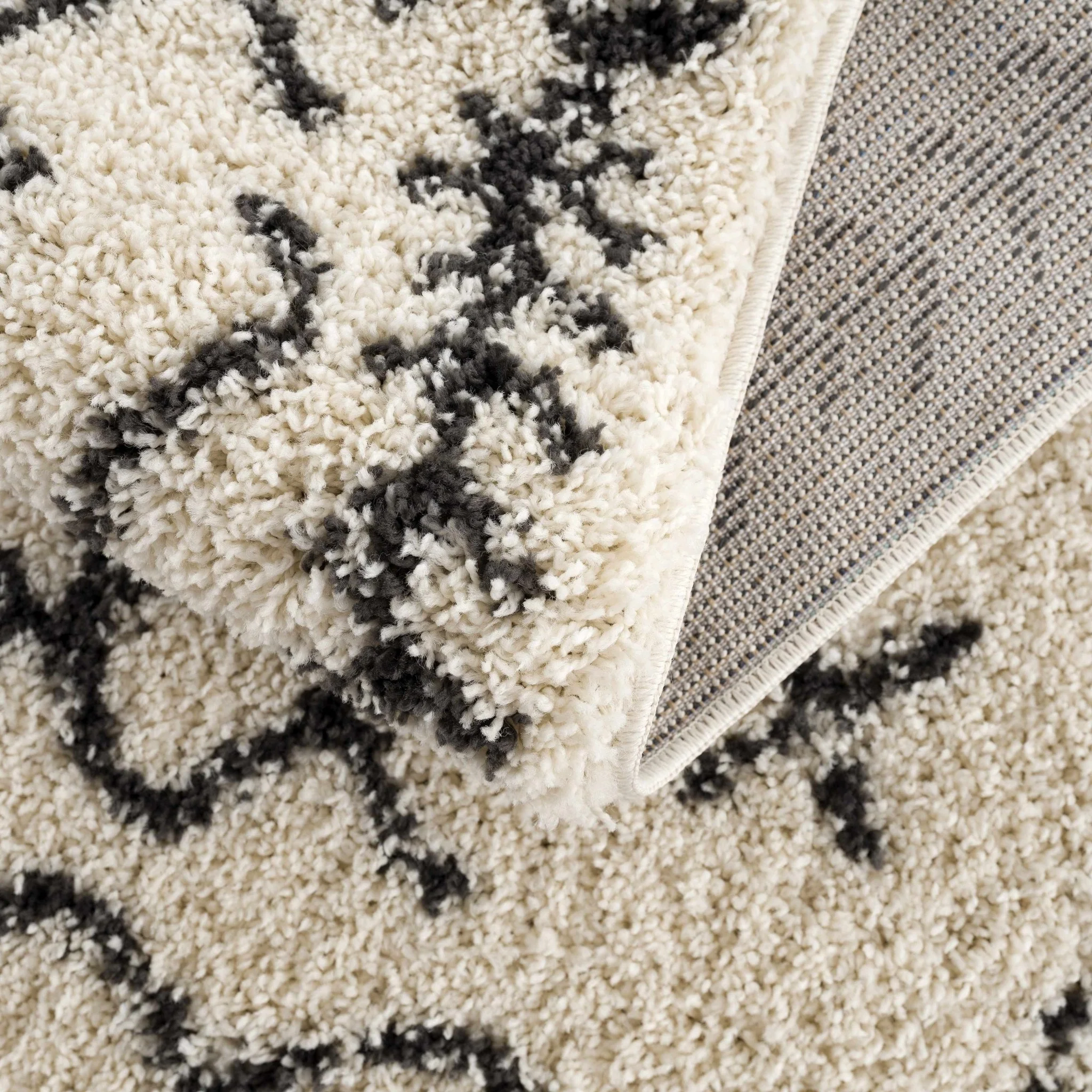Beige and Charcoal Geometrical Design Moroccan Style Tribal Trellis Rug - Image 19