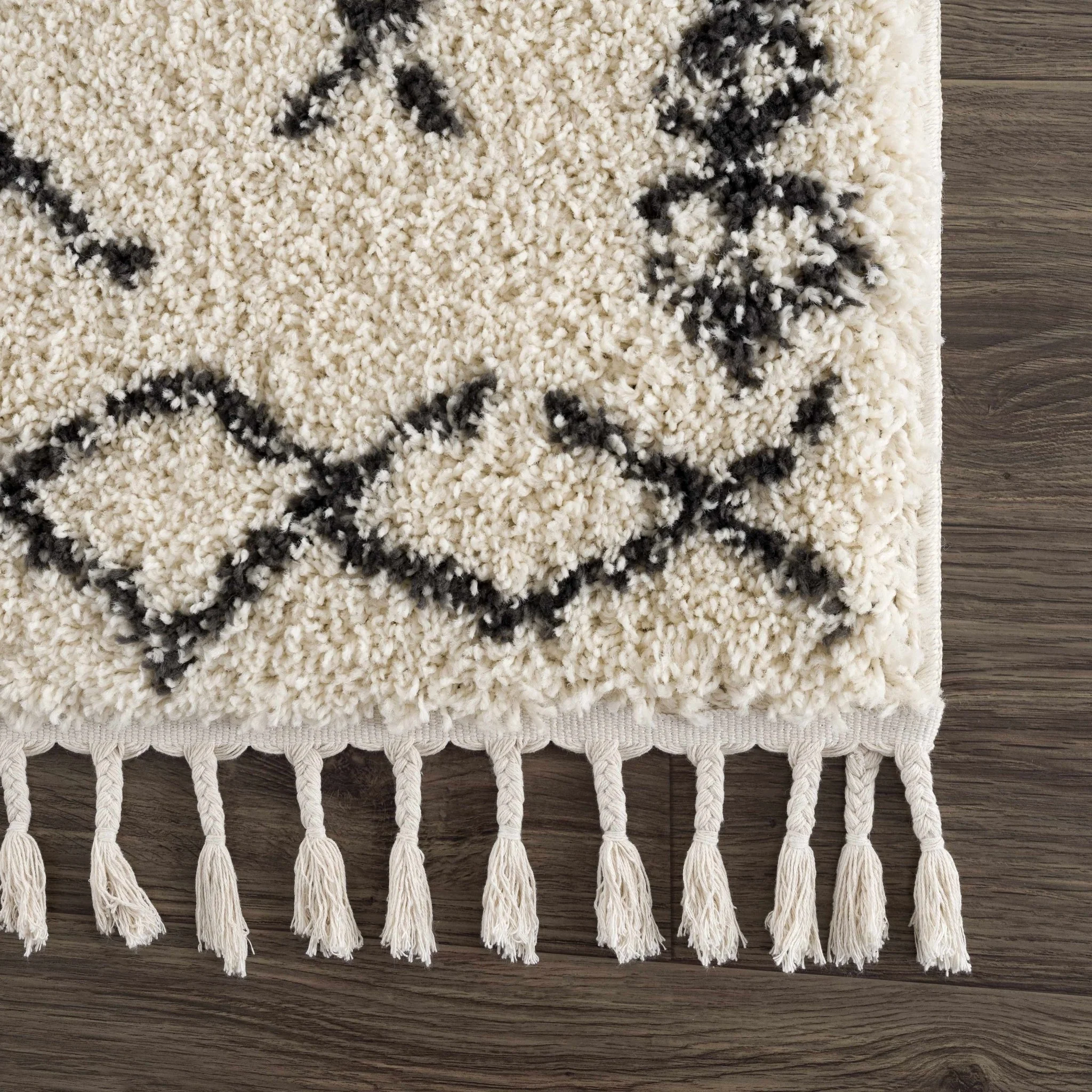 Beige and Charcoal Geometrical Design Moroccan Style Tribal Trellis Rug - Image 21