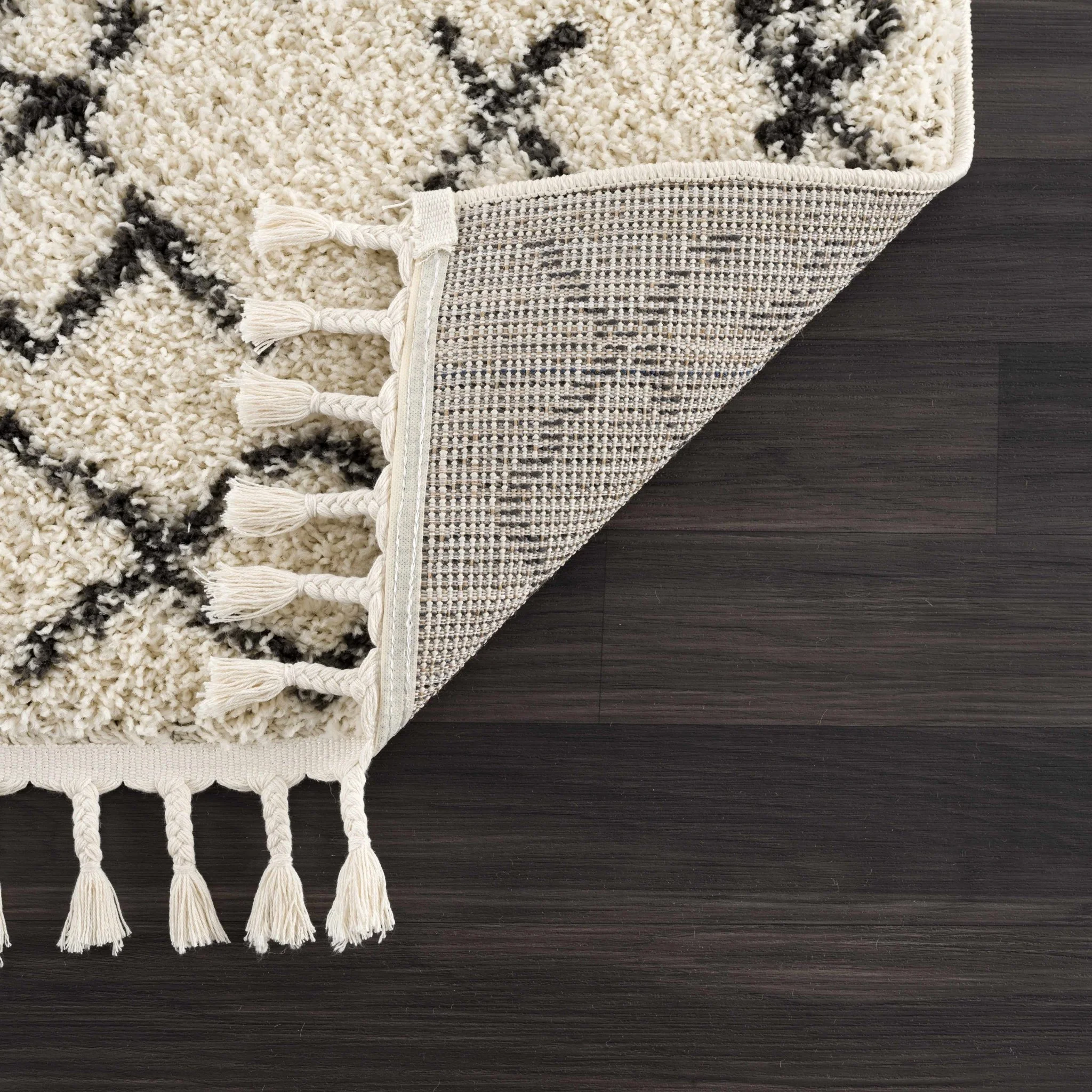 Beige and Charcoal Geometrical Design Moroccan Style Tribal Trellis Rug - Image 23