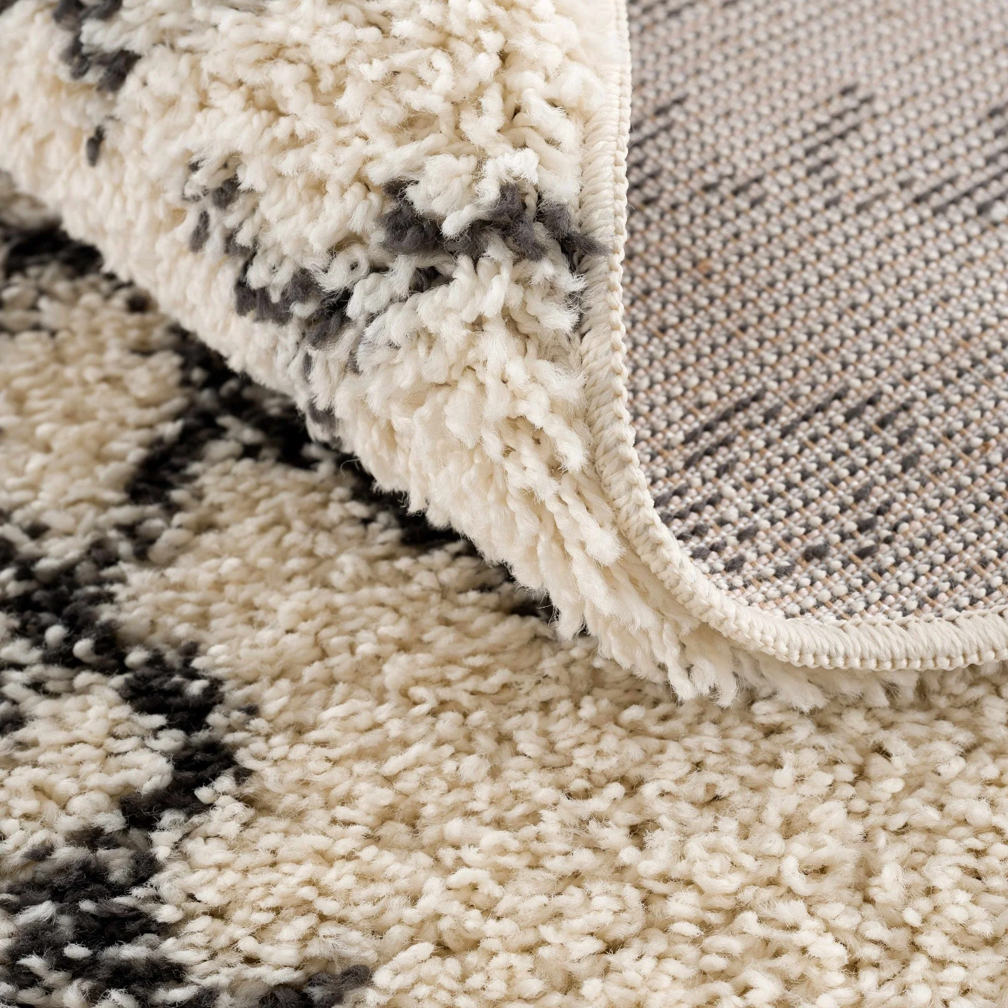 Beige and Charcoal Geometrical Design Moroccan Style Tribal Trellis Rug - Image 25
