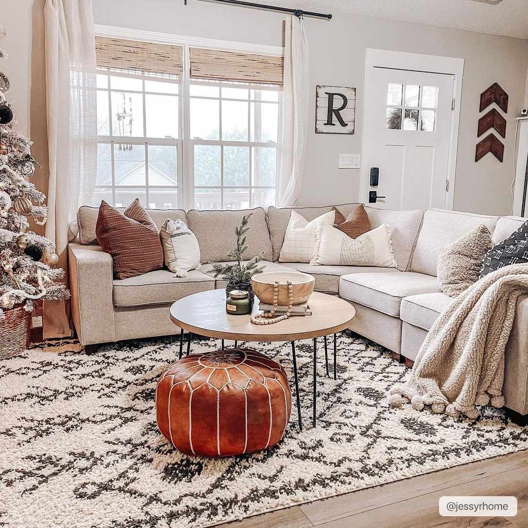 Beige and Charcoal Geometrical Design Moroccan Style Tribal Trellis Rug - Image 4