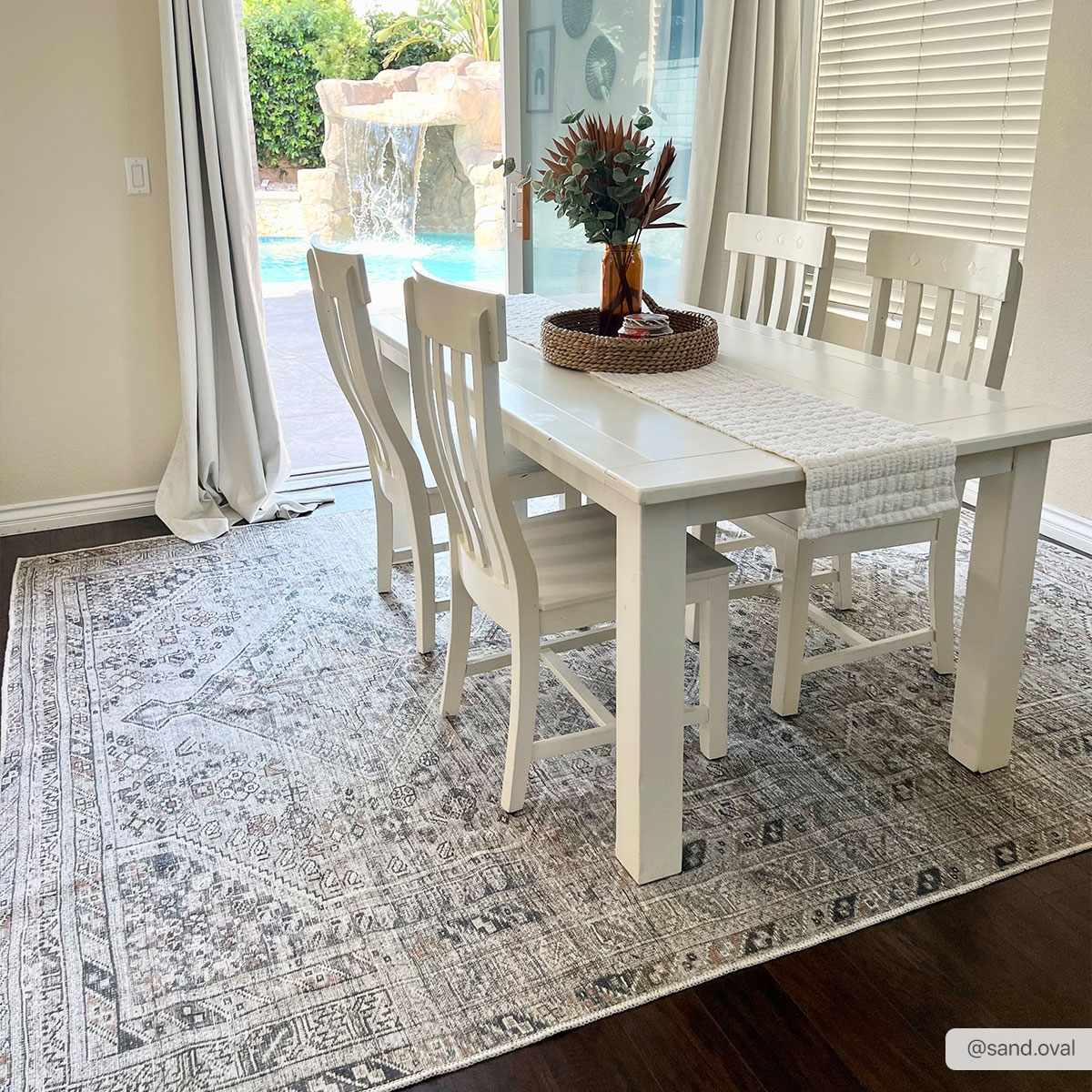 Vintage Style Beige, Charcoal, Rust and Green Turkish Design Washable Area Rug - Image 2