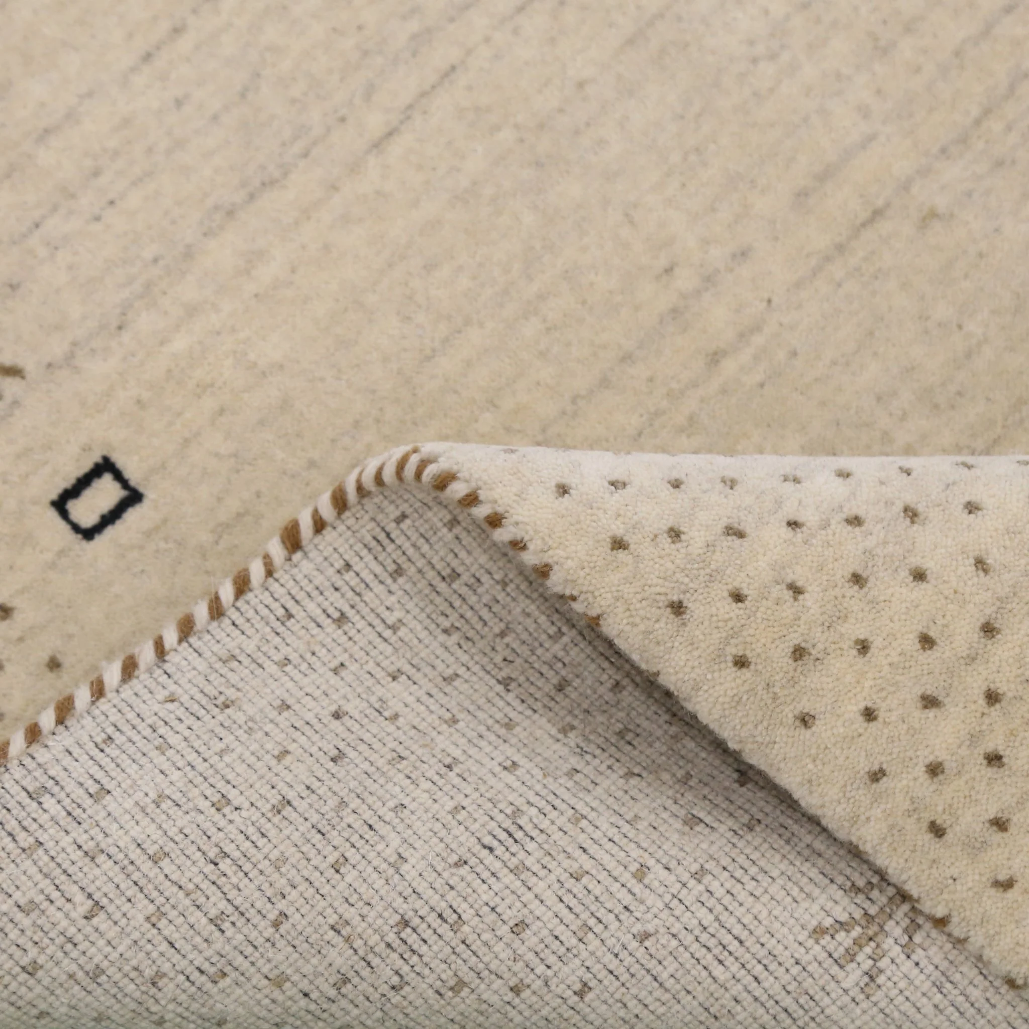Beige Contemporary Gabbeh Border Design Hand Loomed Wool Rug - Image 10