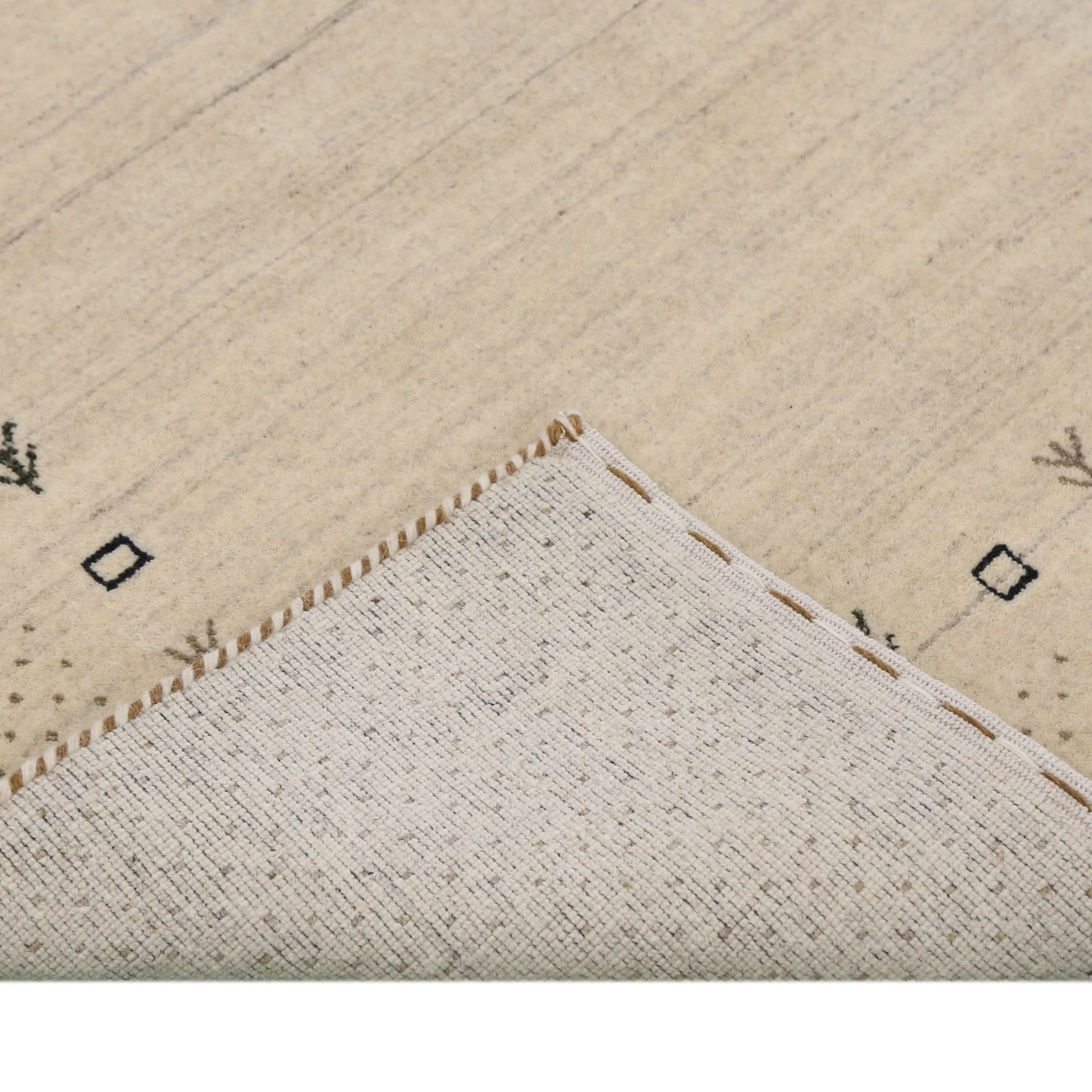 Beige Contemporary Gabbeh Border Design Hand Loomed Wool Rug - Image 11
