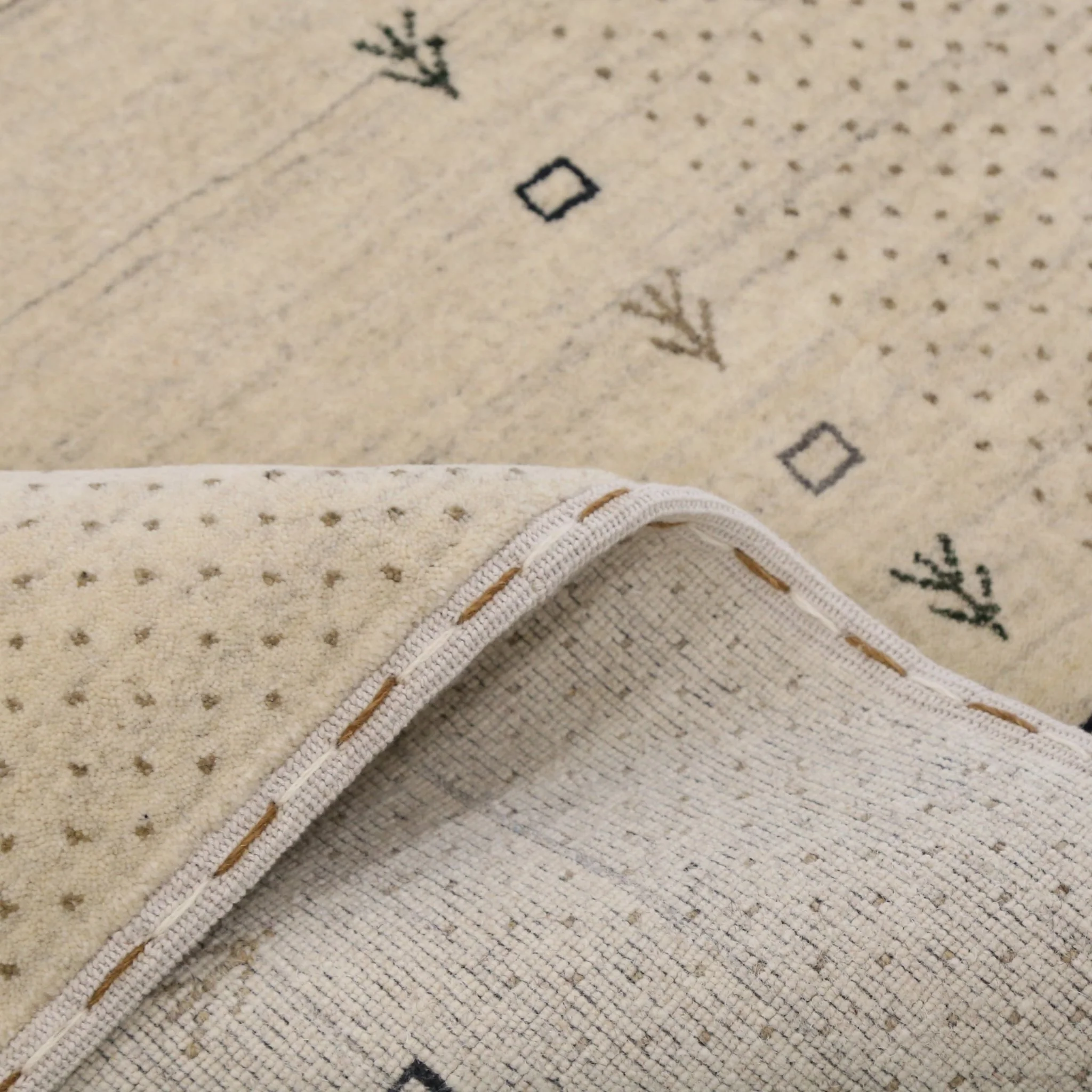 Beige Contemporary Gabbeh Border Design Hand Loomed Wool Rug - Image 12