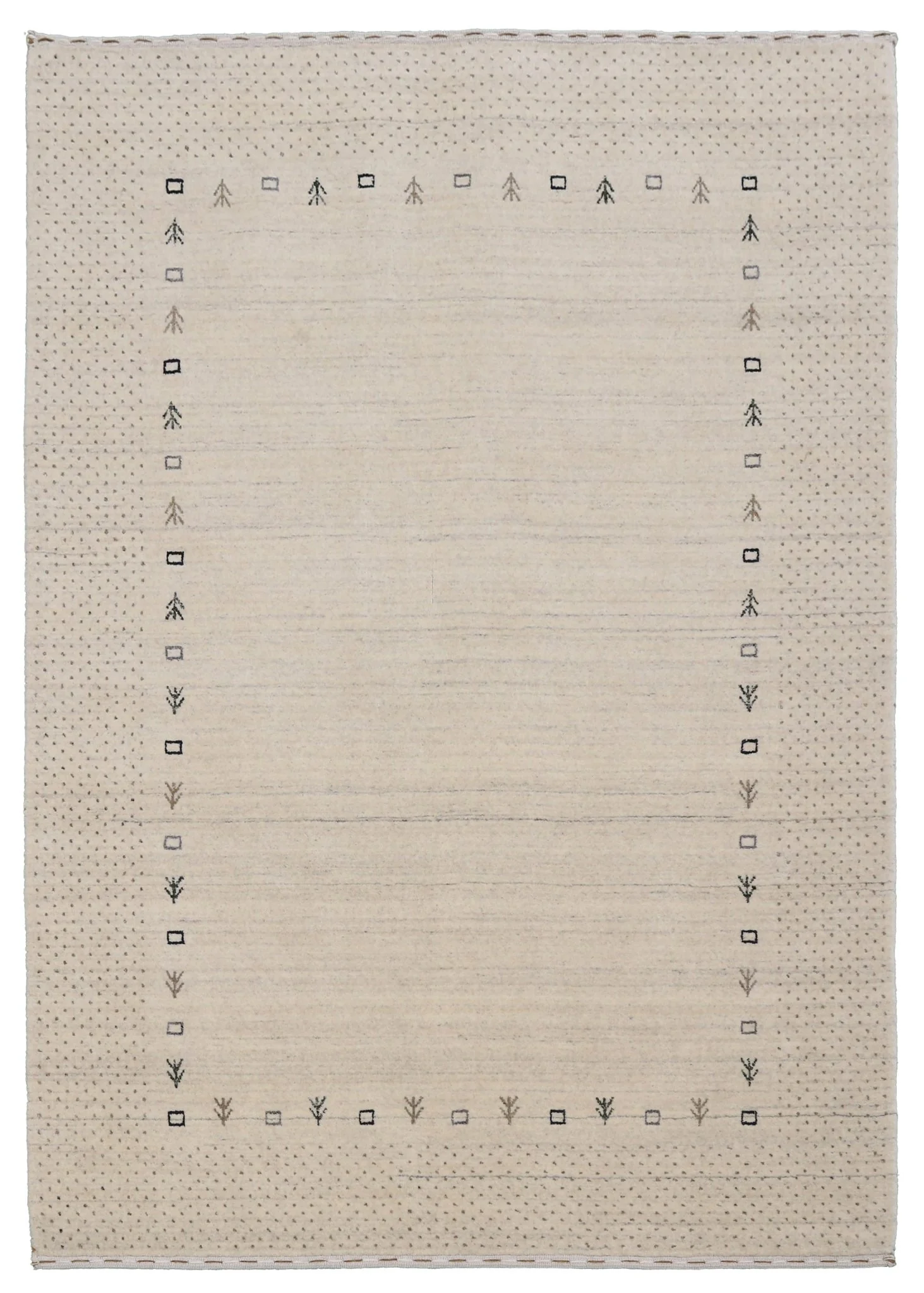 Beige Contemporary Gabbeh Border Design Hand Loomed Wool Rug - Image 13
