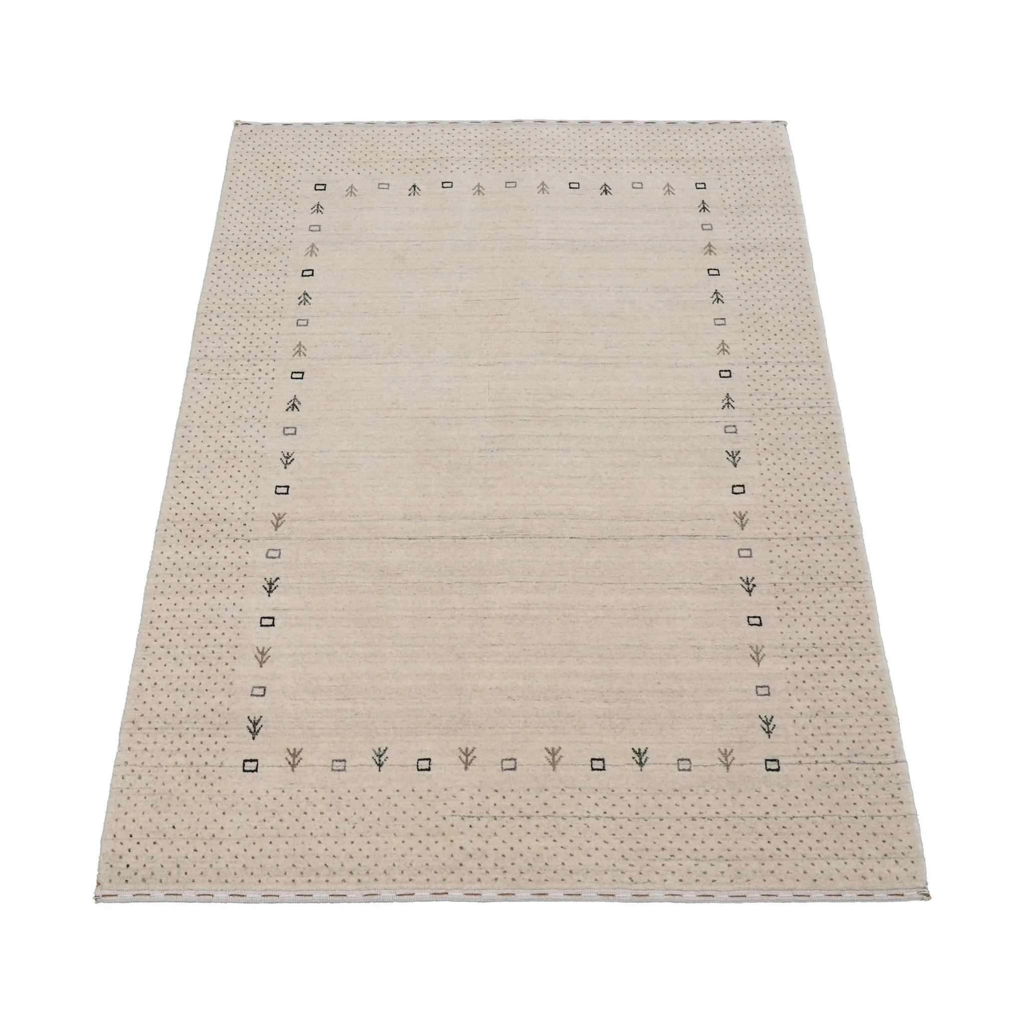 Beige Contemporary Gabbeh Border Design Hand Loomed Wool Rug - Image 14