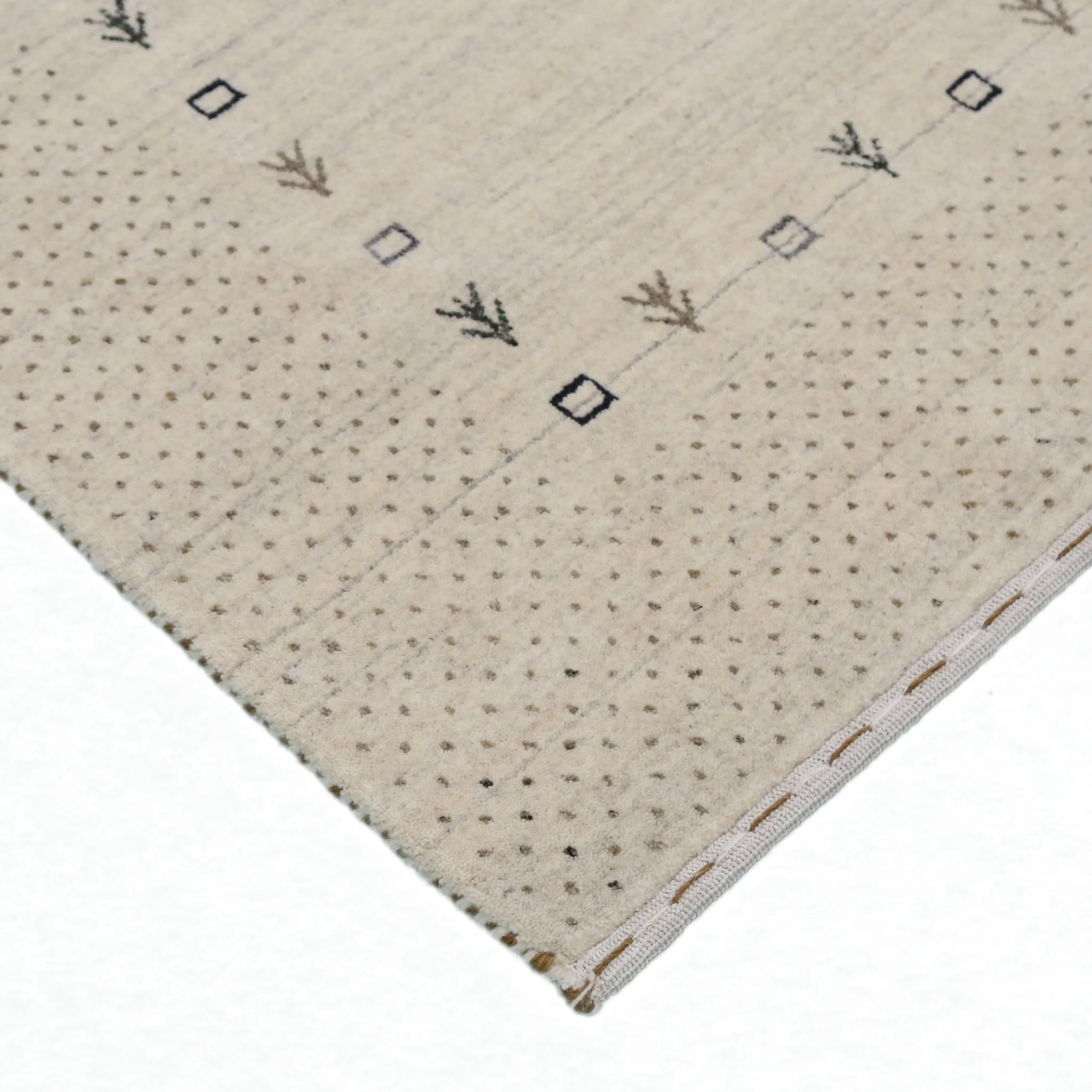 Beige Contemporary Gabbeh Border Design Hand Loomed Wool Rug - Image 4