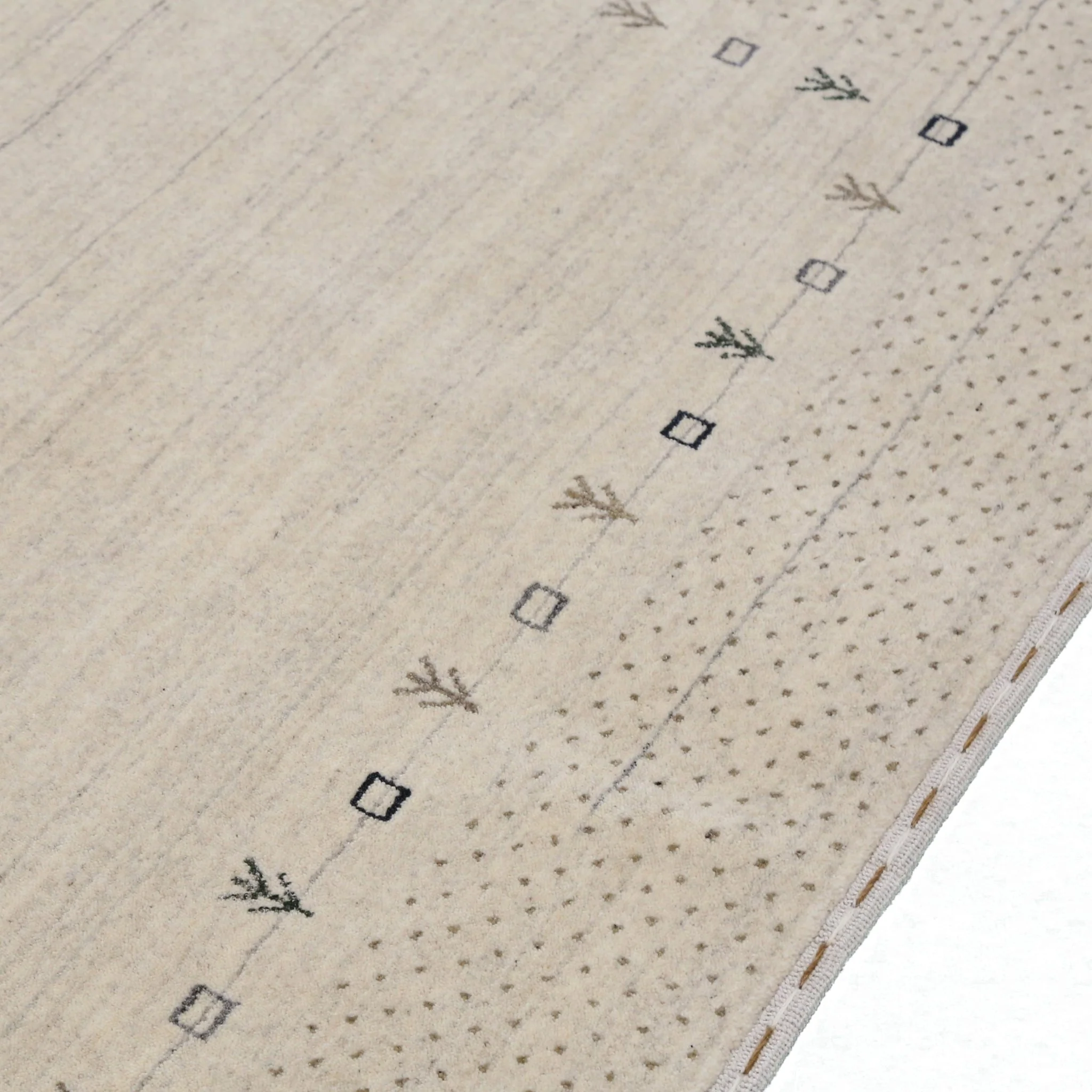 Beige Contemporary Gabbeh Border Design Hand Loomed Wool Rug - Image 5