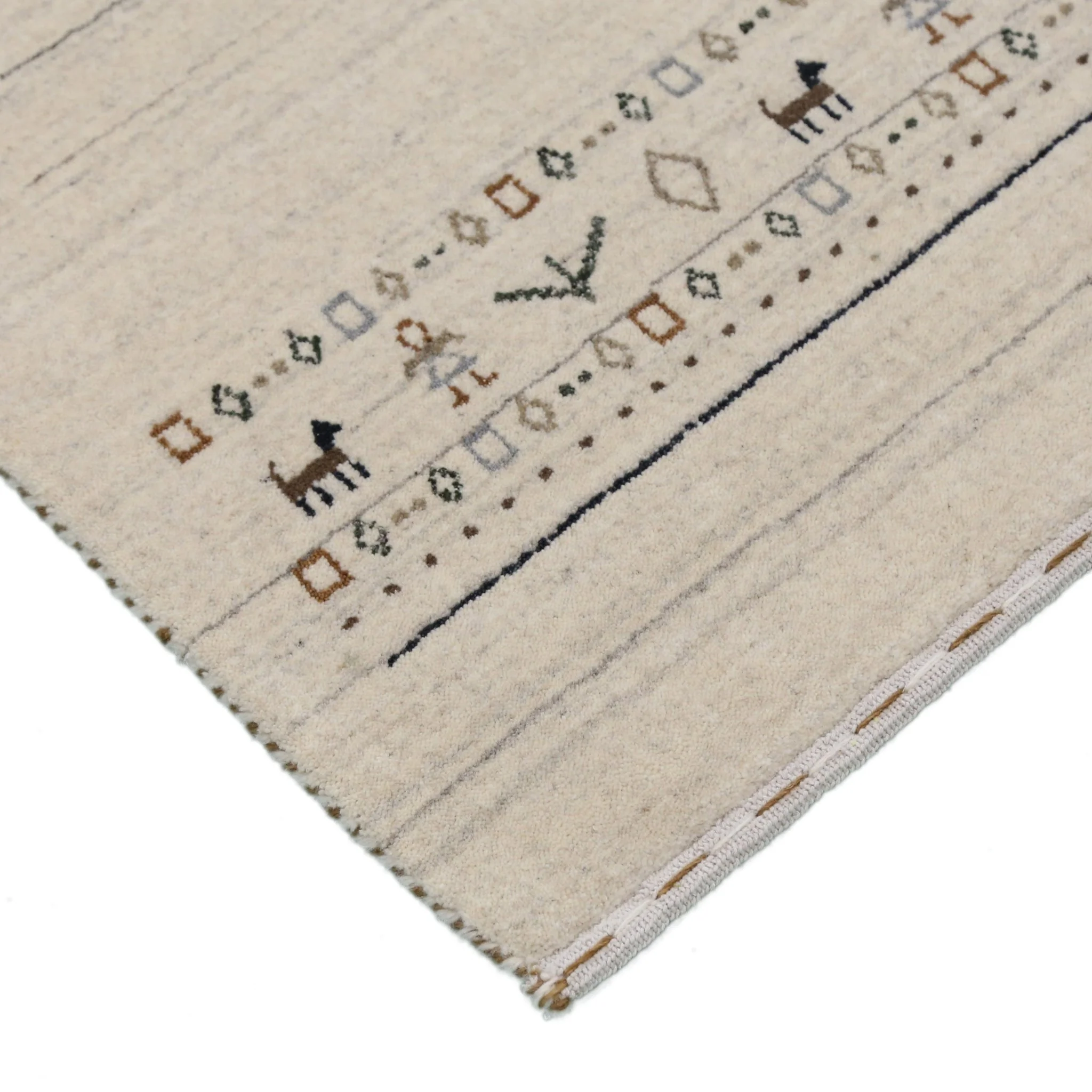 Beige Contemporary Pattern Hand Loomed Wool Area Rug - Image 12