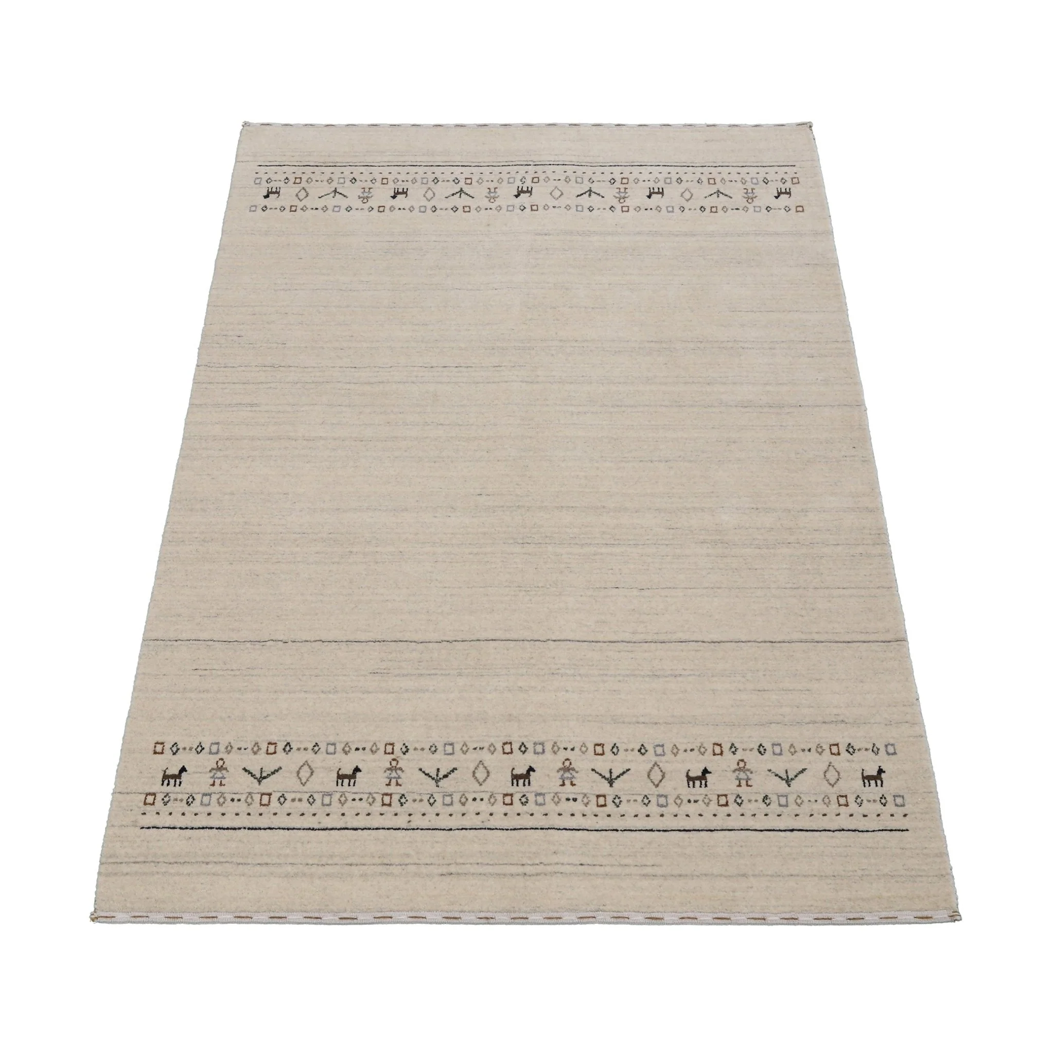 Beige Contemporary Pattern Hand Loomed Wool Area Rug - Image 14