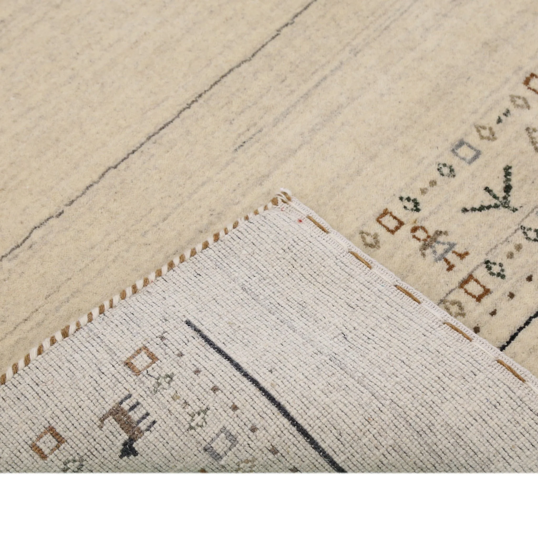 Beige Contemporary Pattern Hand Loomed Wool Area Rug - Image 5