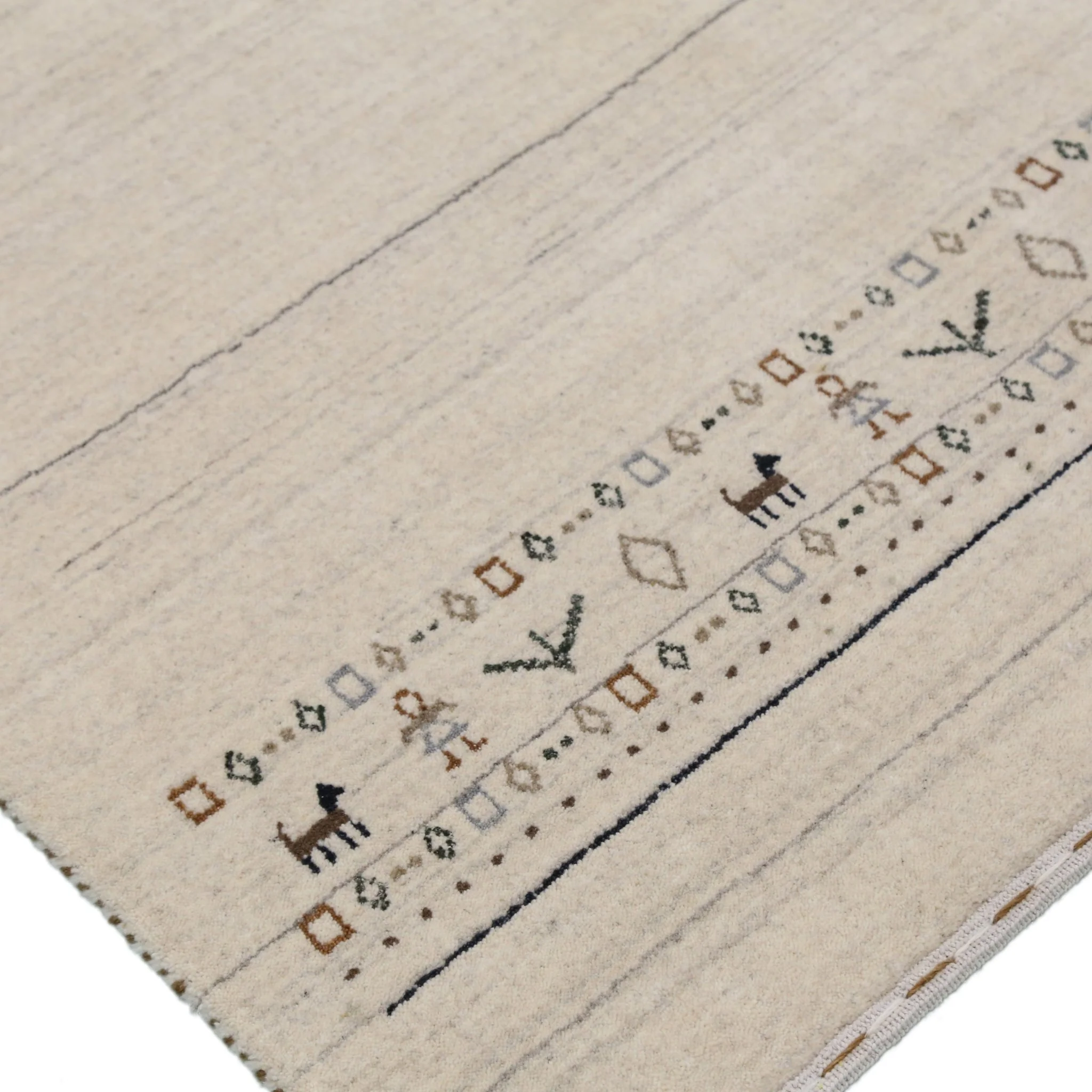 Beige Contemporary Pattern Hand Loomed Wool Area Rug - Image 9