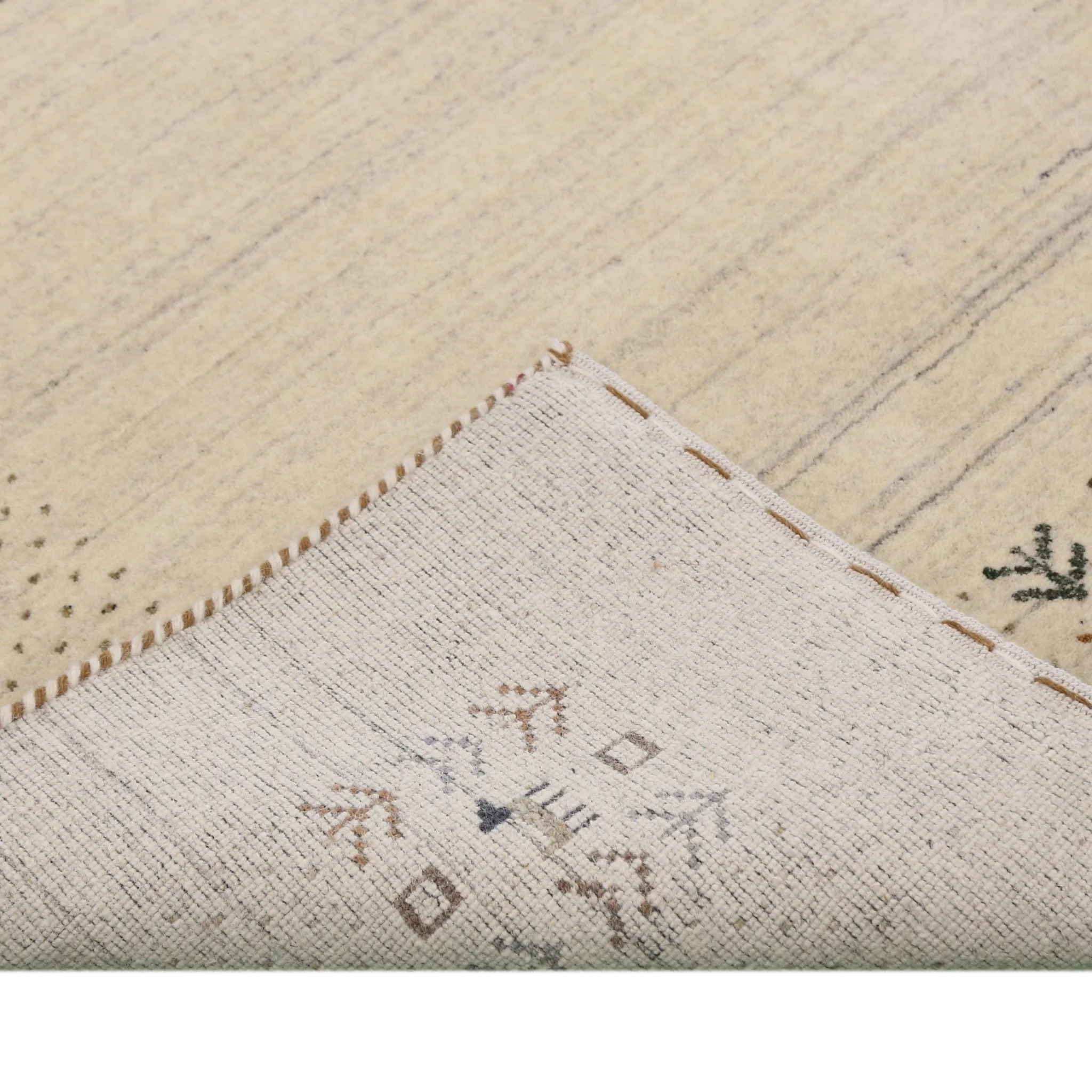 Beige Contemporary Solid Border Design Hand Loomed Wool Area Rug - Image 10
