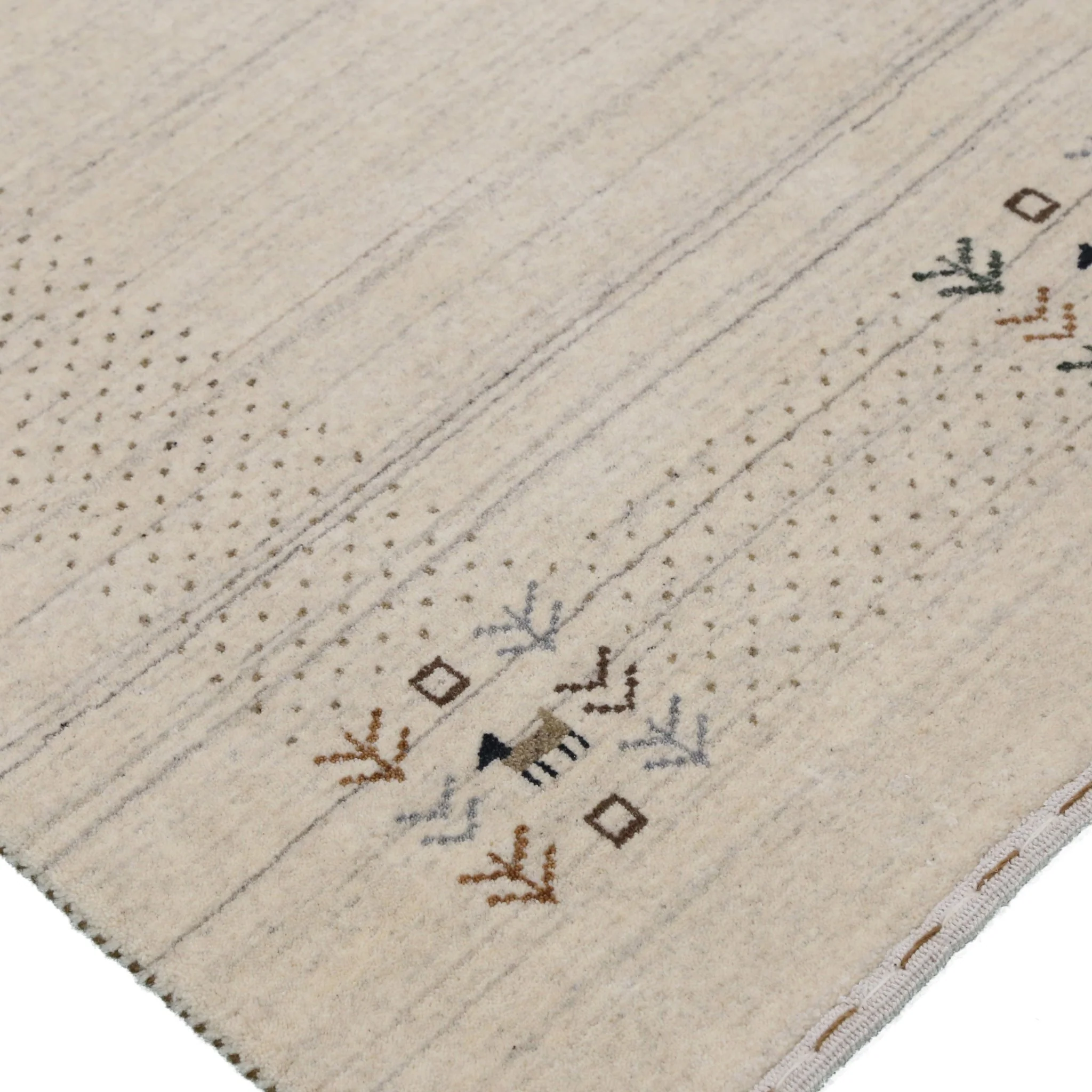 Beige Contemporary Solid Border Design Hand Loomed Wool Area Rug - Image 11