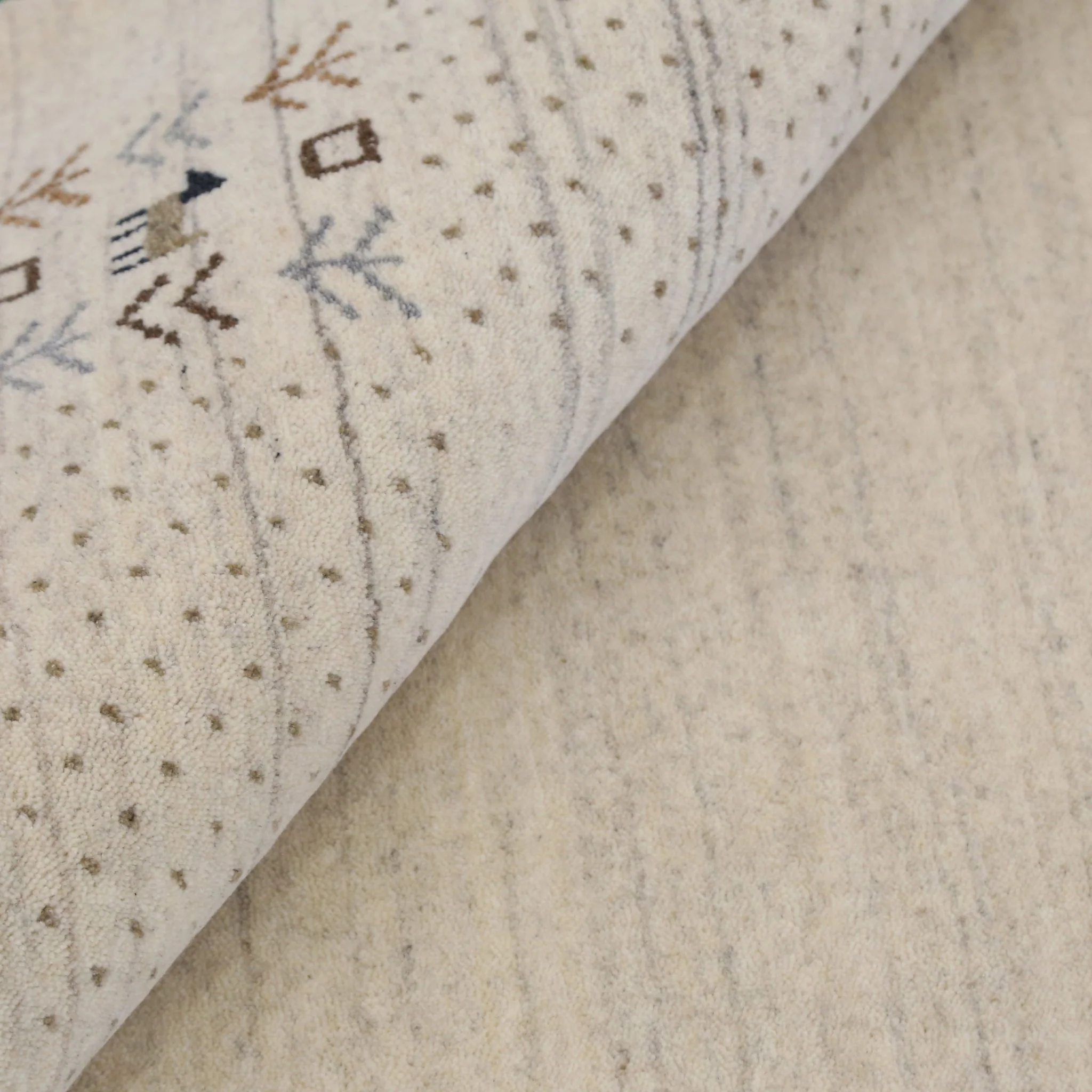 Beige Contemporary Solid Border Design Hand Loomed Wool Area Rug - Image 3