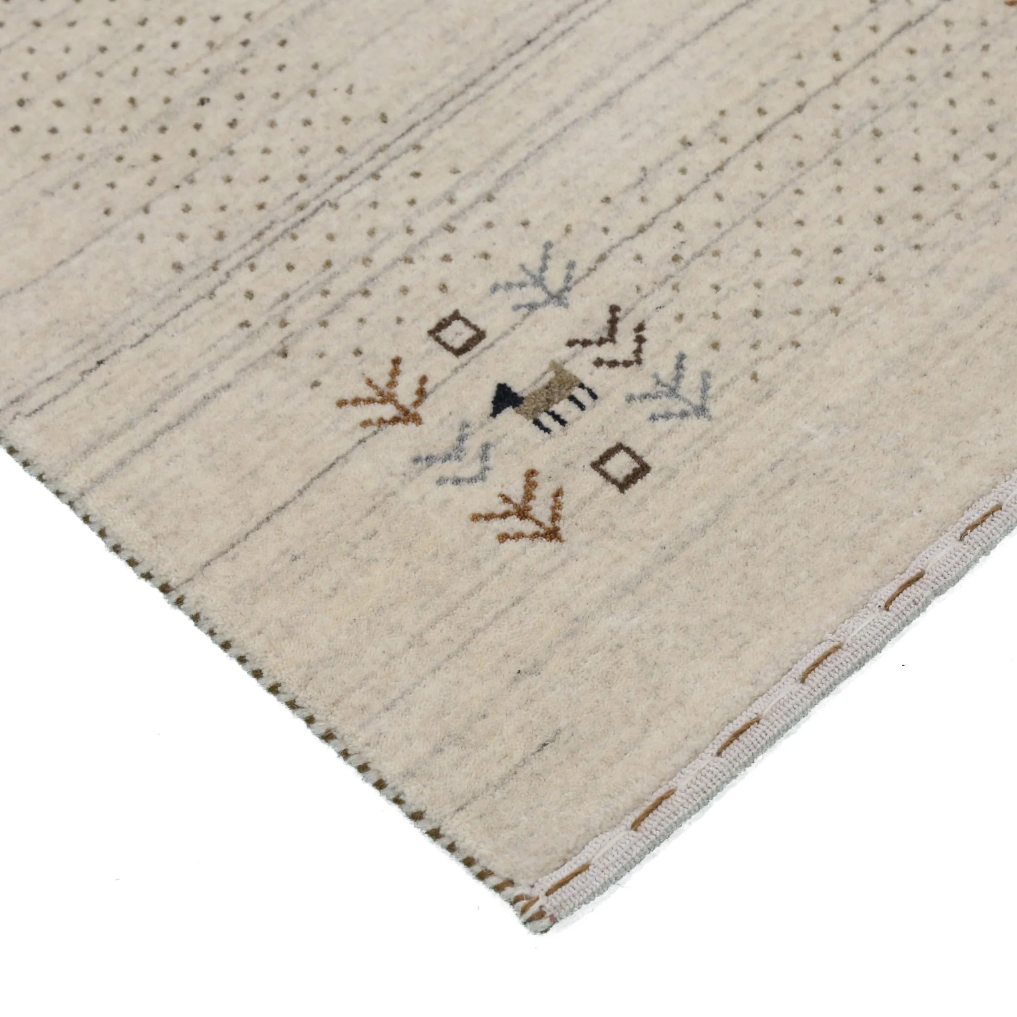 Beige Contemporary Solid Border Design Hand Loomed Wool Area Rug - Image 4