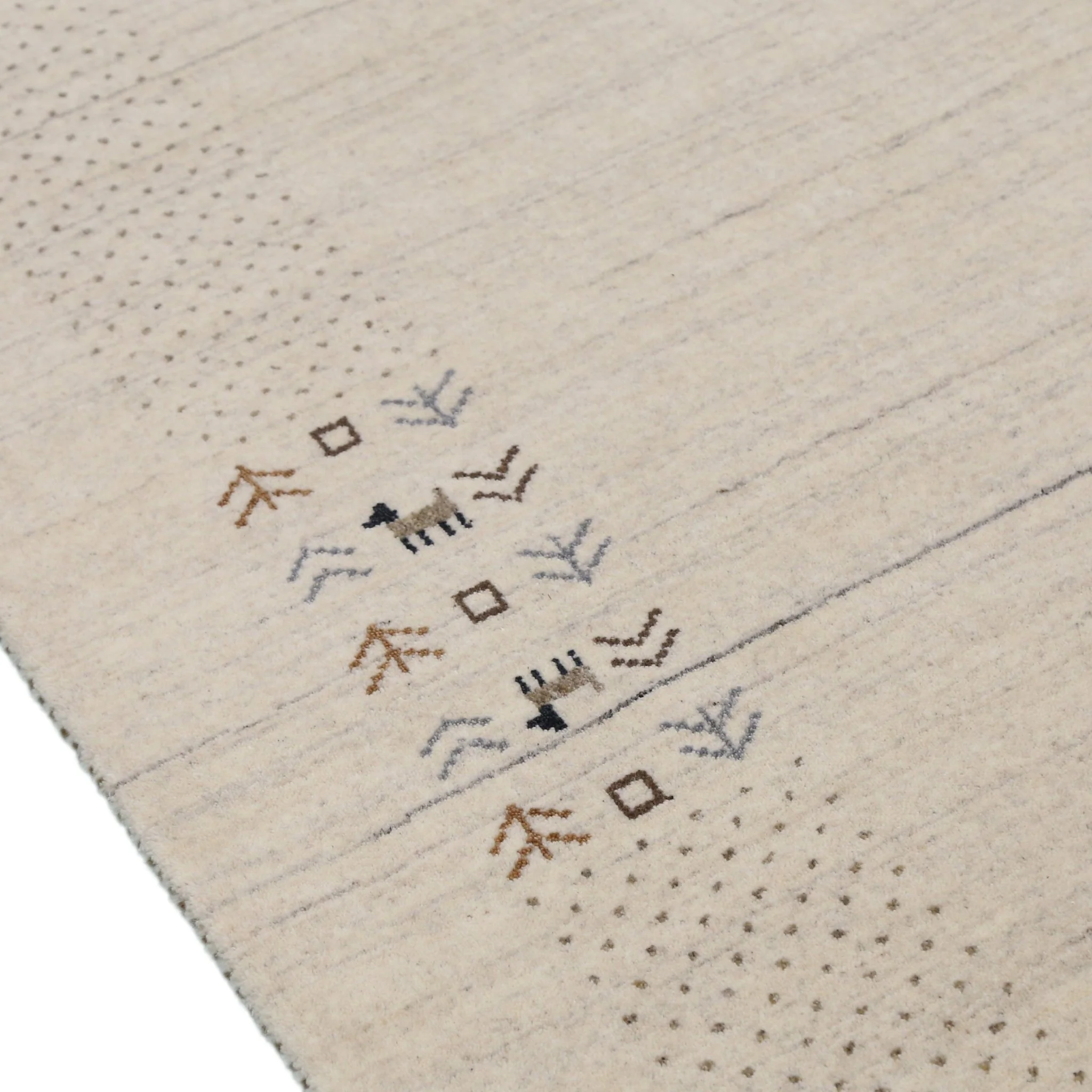 Beige Contemporary Solid Border Design Hand Loomed Wool Area Rug - Image 5
