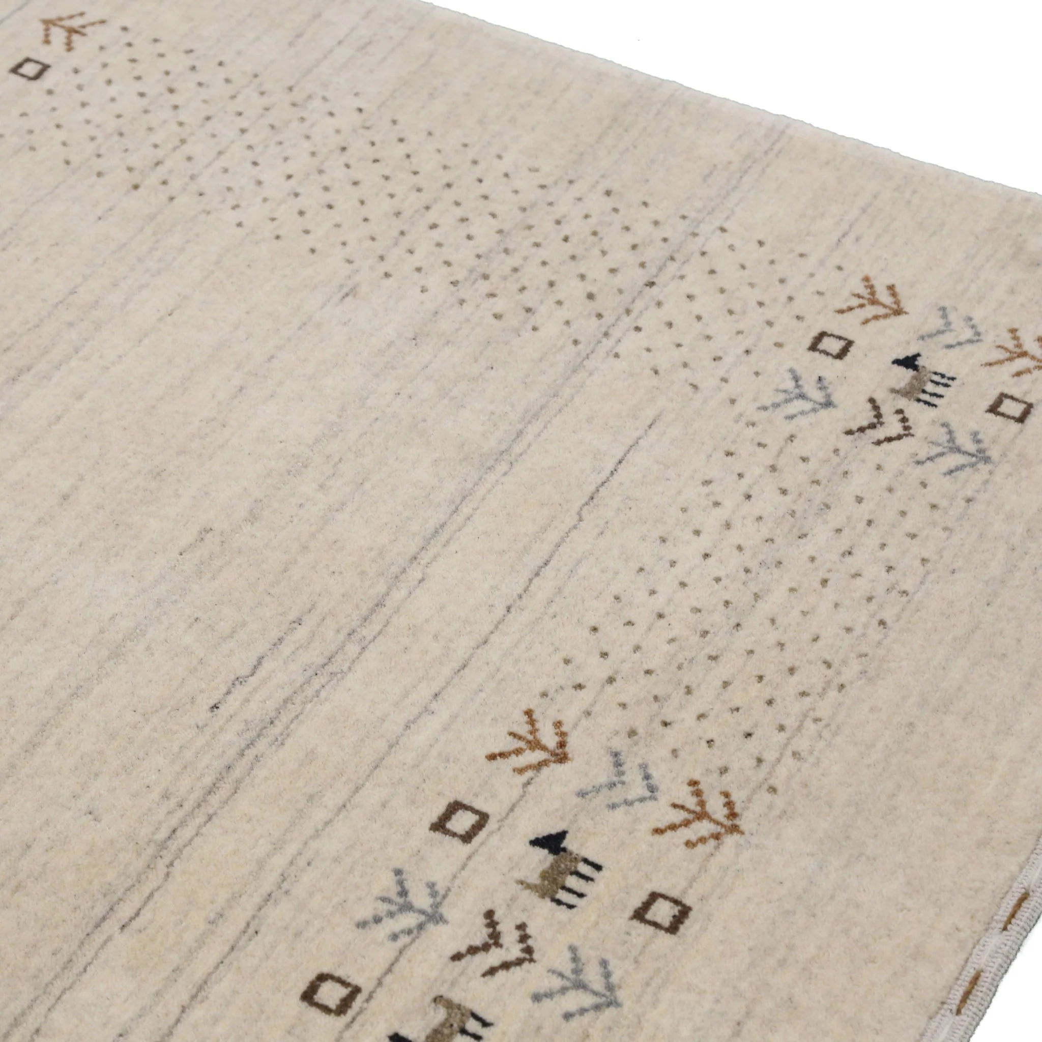 Beige Contemporary Solid Border Design Hand Loomed Wool Area Rug - Image 6