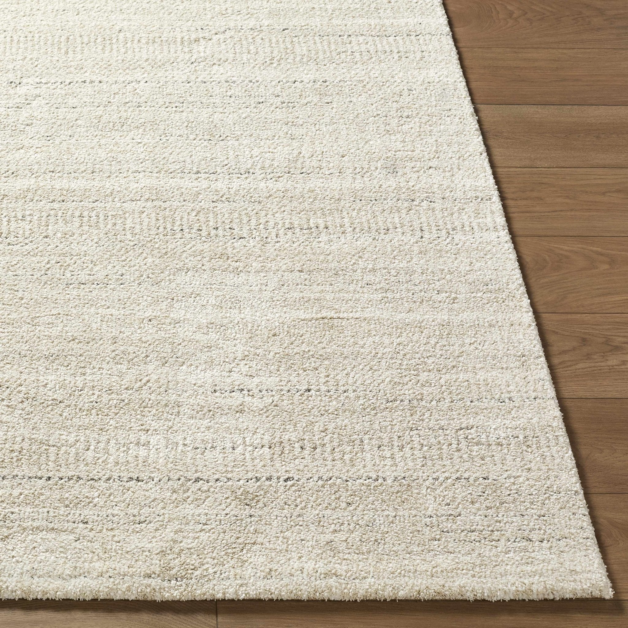 Beige Solid Contemporary Style Machine Woven Area Rug - Image 3