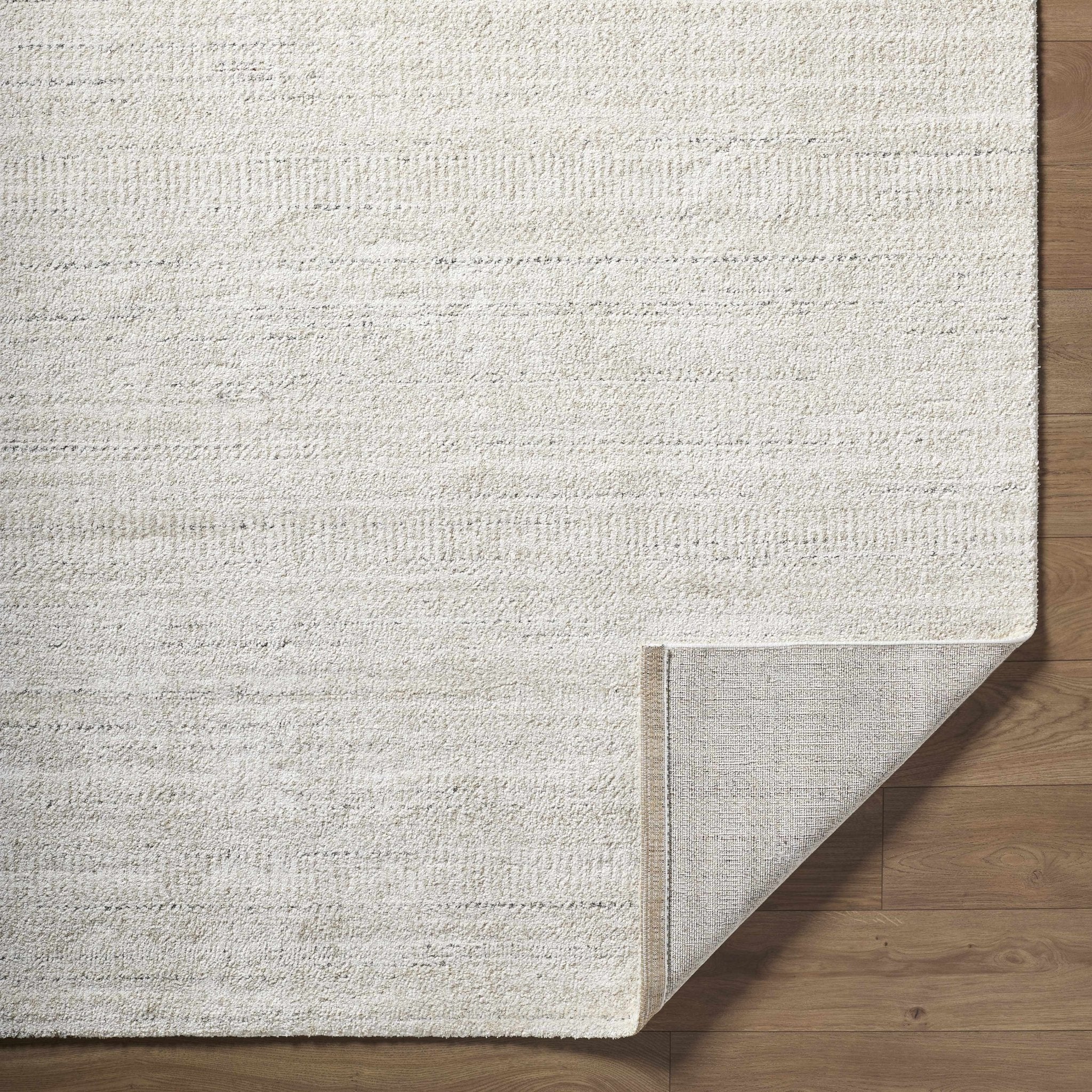Beige Solid Contemporary Style Machine Woven Area Rug - Image 5
