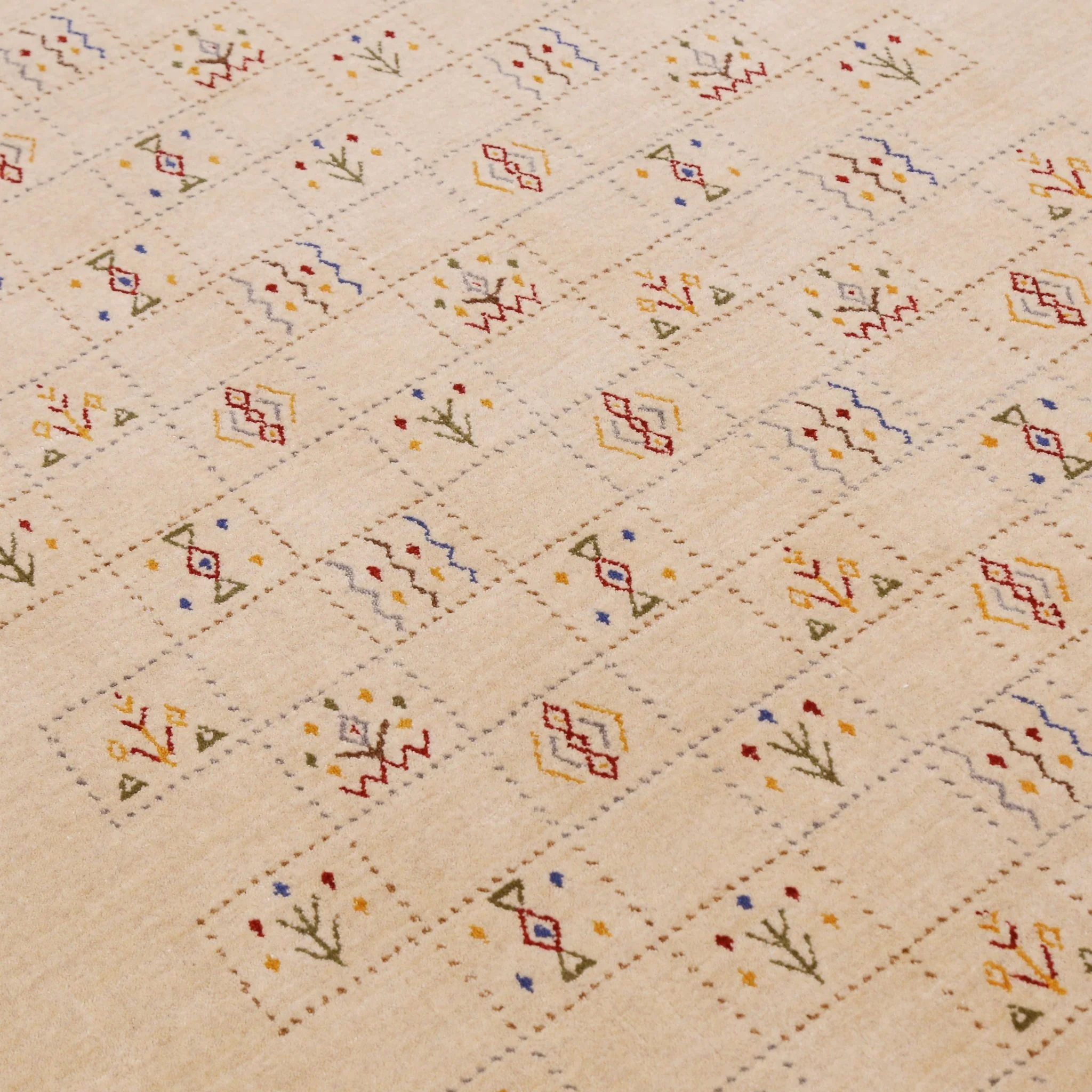 Beige Contemporary Tribal Design Hand Loomed Wool Rug - Image 10