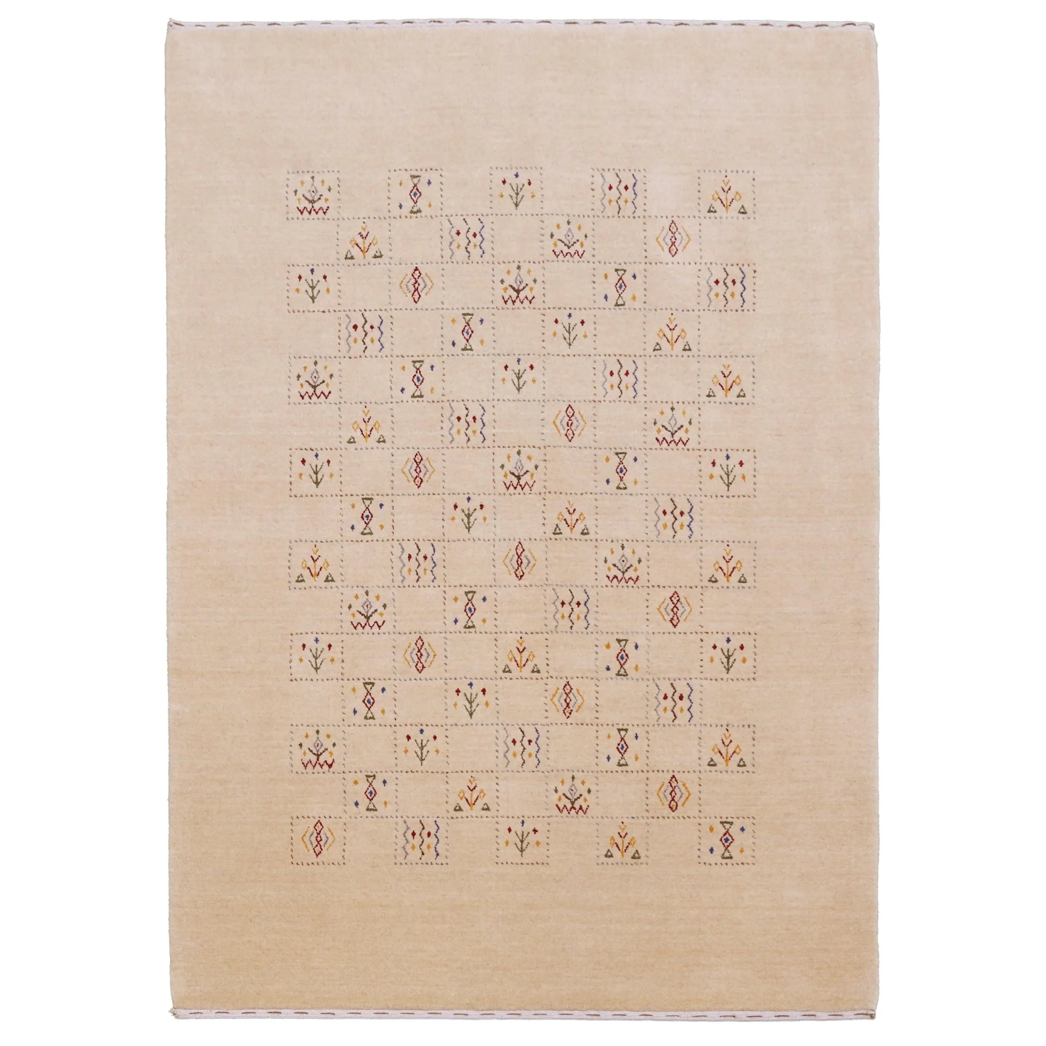 Beige Contemporary Tribal Design Hand Loomed Wool Rug - Image 11