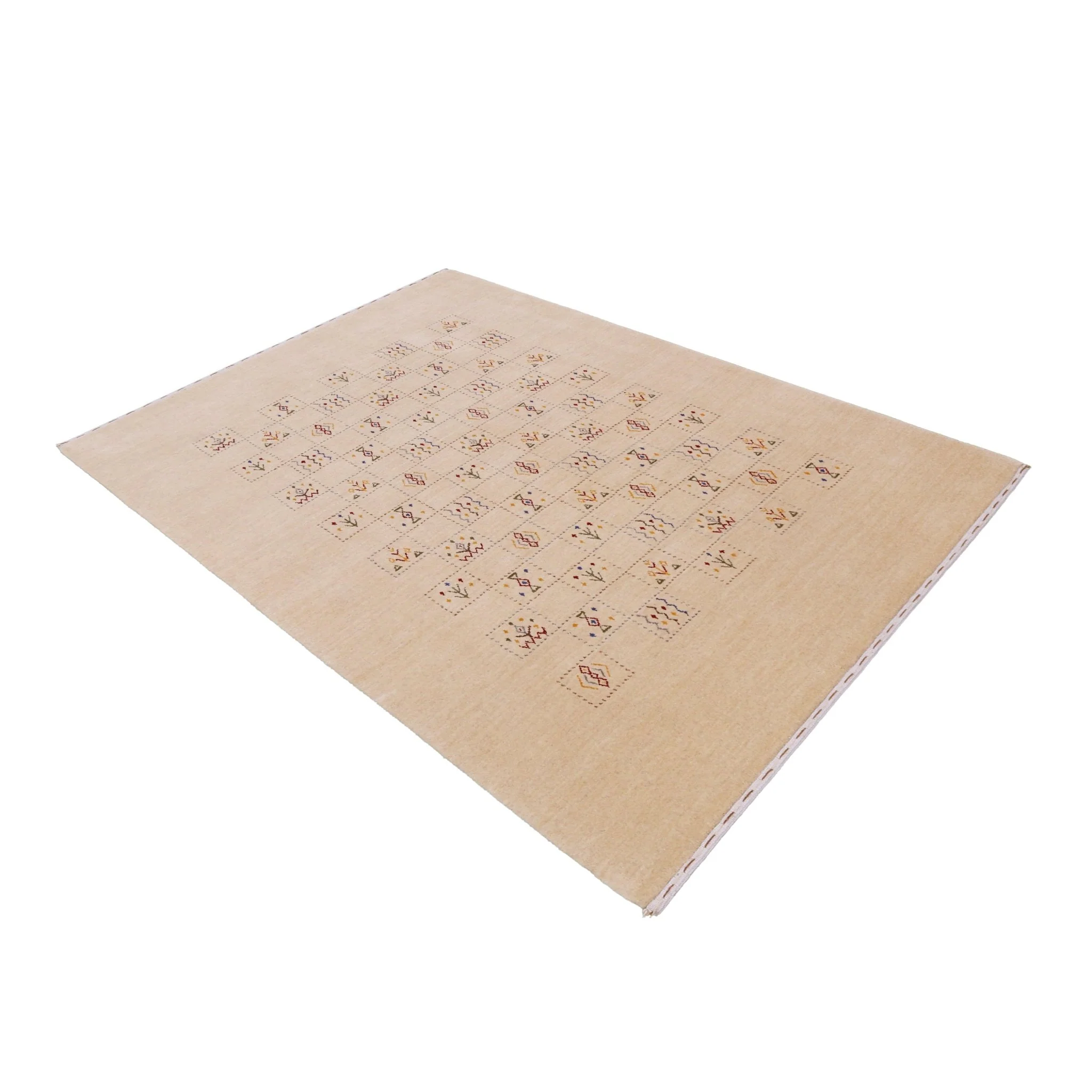 Beige Contemporary Tribal Design Hand Loomed Wool Rug - Image 12