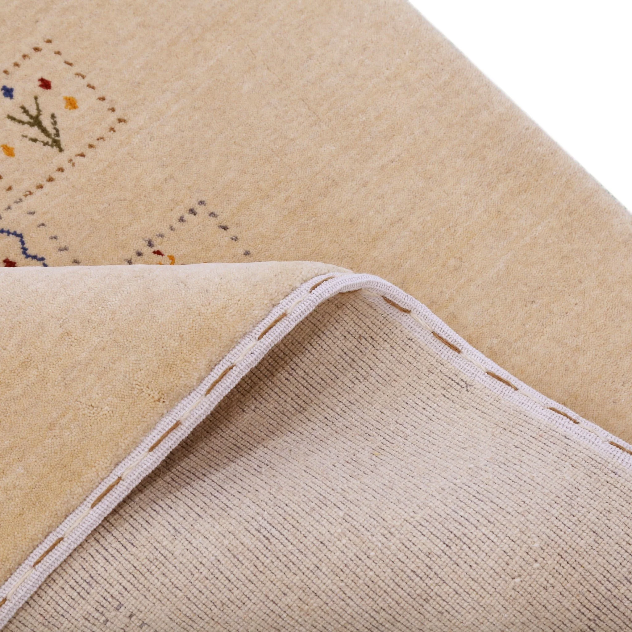 Beige Contemporary Tribal Design Hand Loomed Wool Rug - Image 3